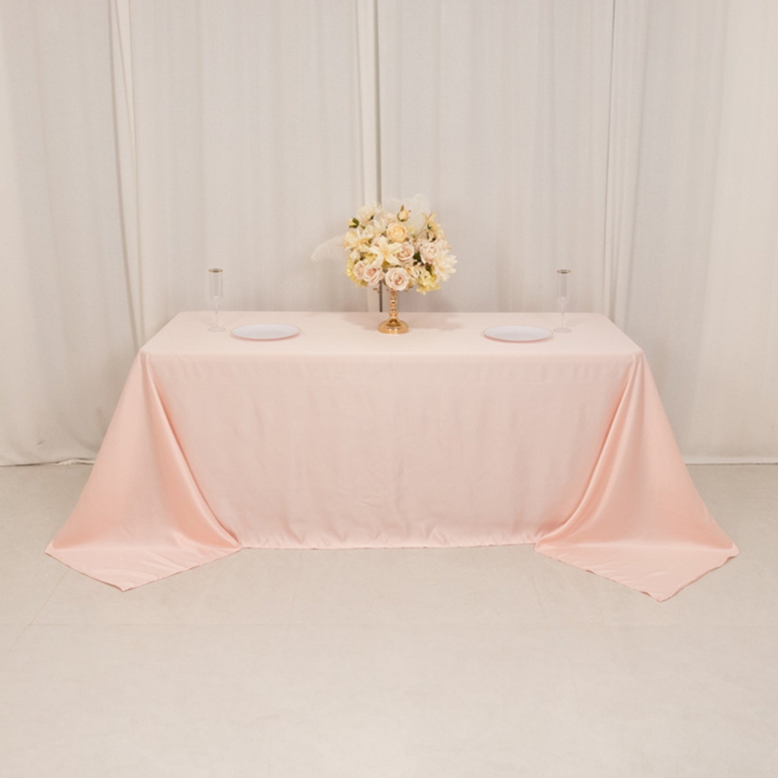 Blush Lamour Satin Rectangle Tablecloth - Soft, Silk - Like & Seamless 90x132