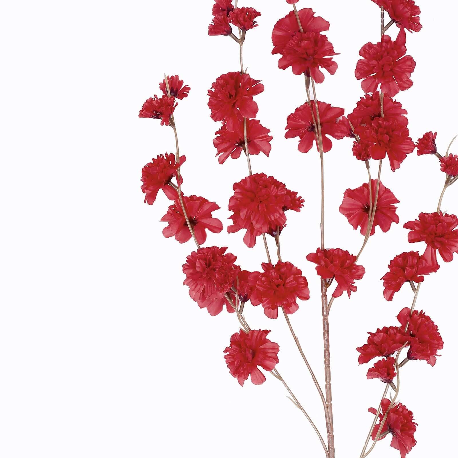 42-Inch Tall Red Artificial Silk Carnation Flower Stems - Set of 2 Branches