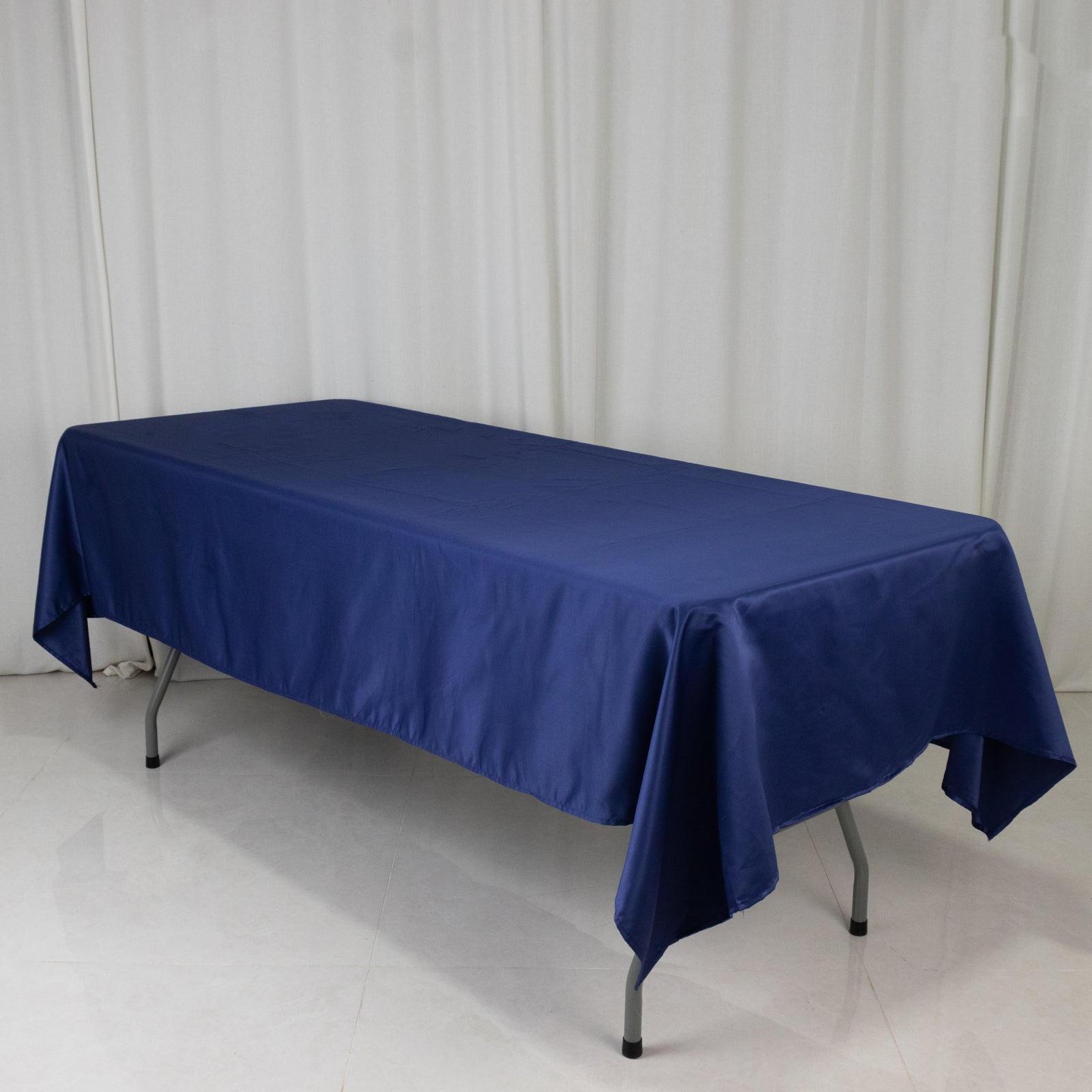 Navy Blue Lamour Satin Rectangle Tablecloth 60x102 - Durable & Soft