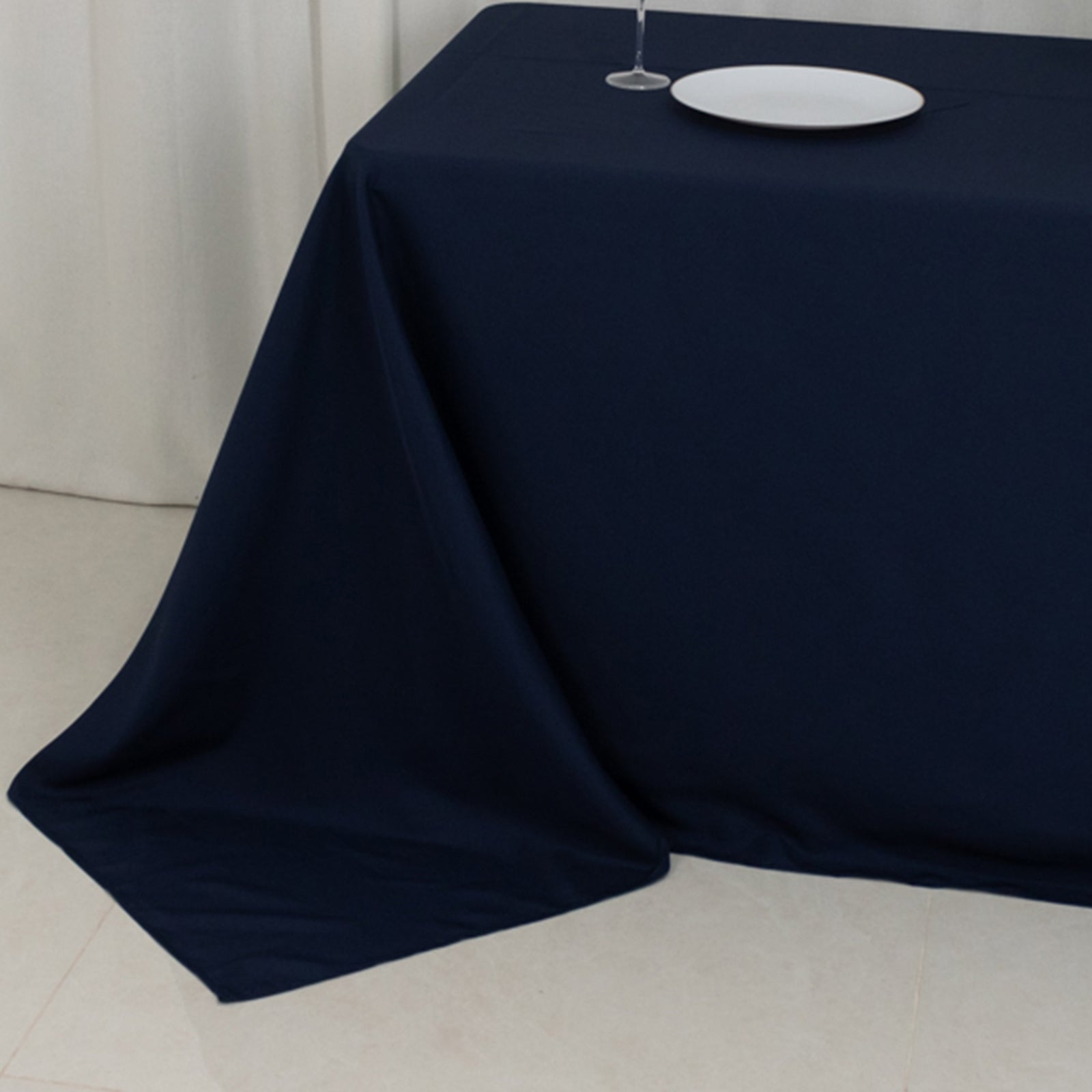 Premium Navy Blue Fire - Retardant Polyester Rectangular Tablecloth (90x132) - Ideal for Events