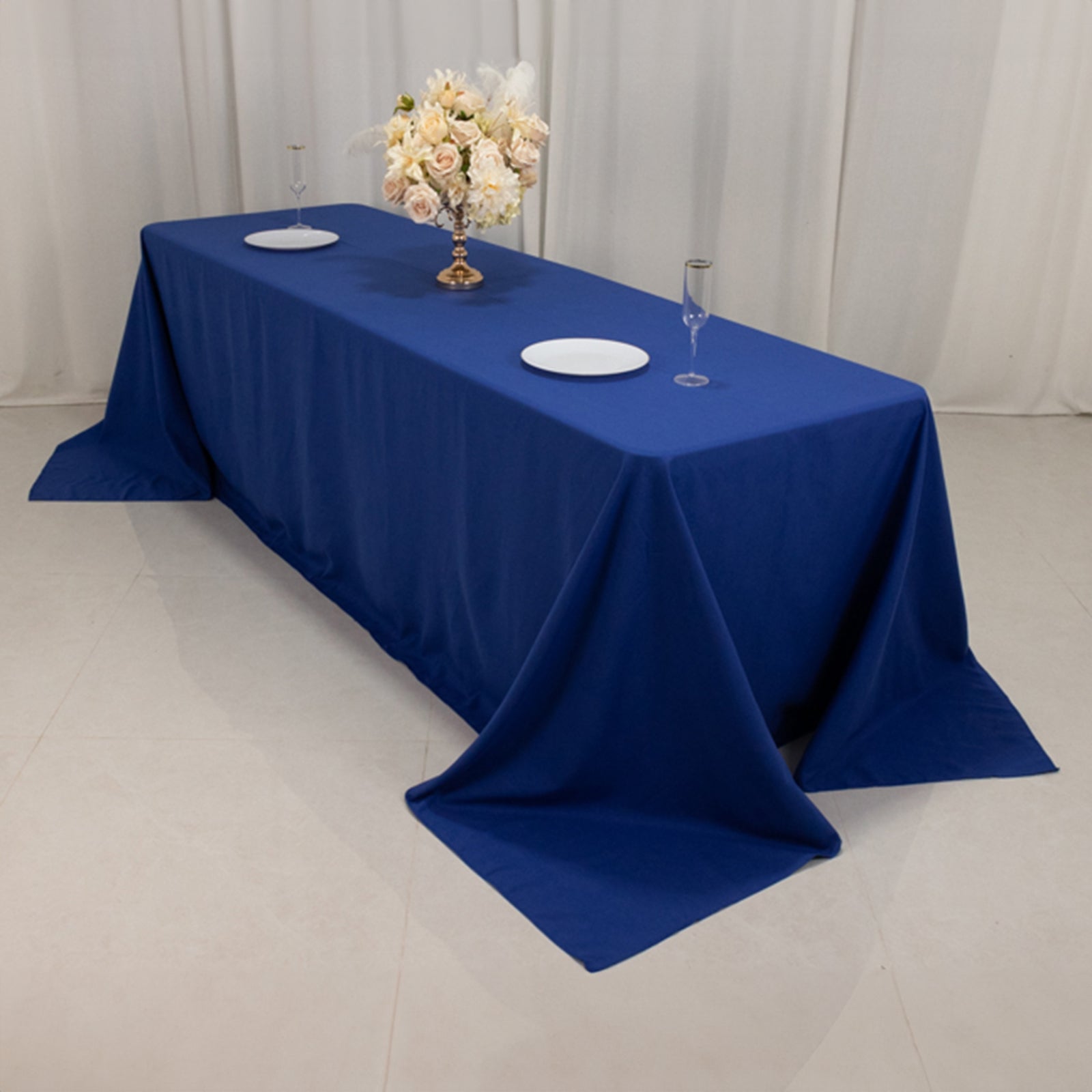 Royal Blue Seamless Wrinkle-Resistant Cotton Blend Tablecloth for Various Occasions, 90x156