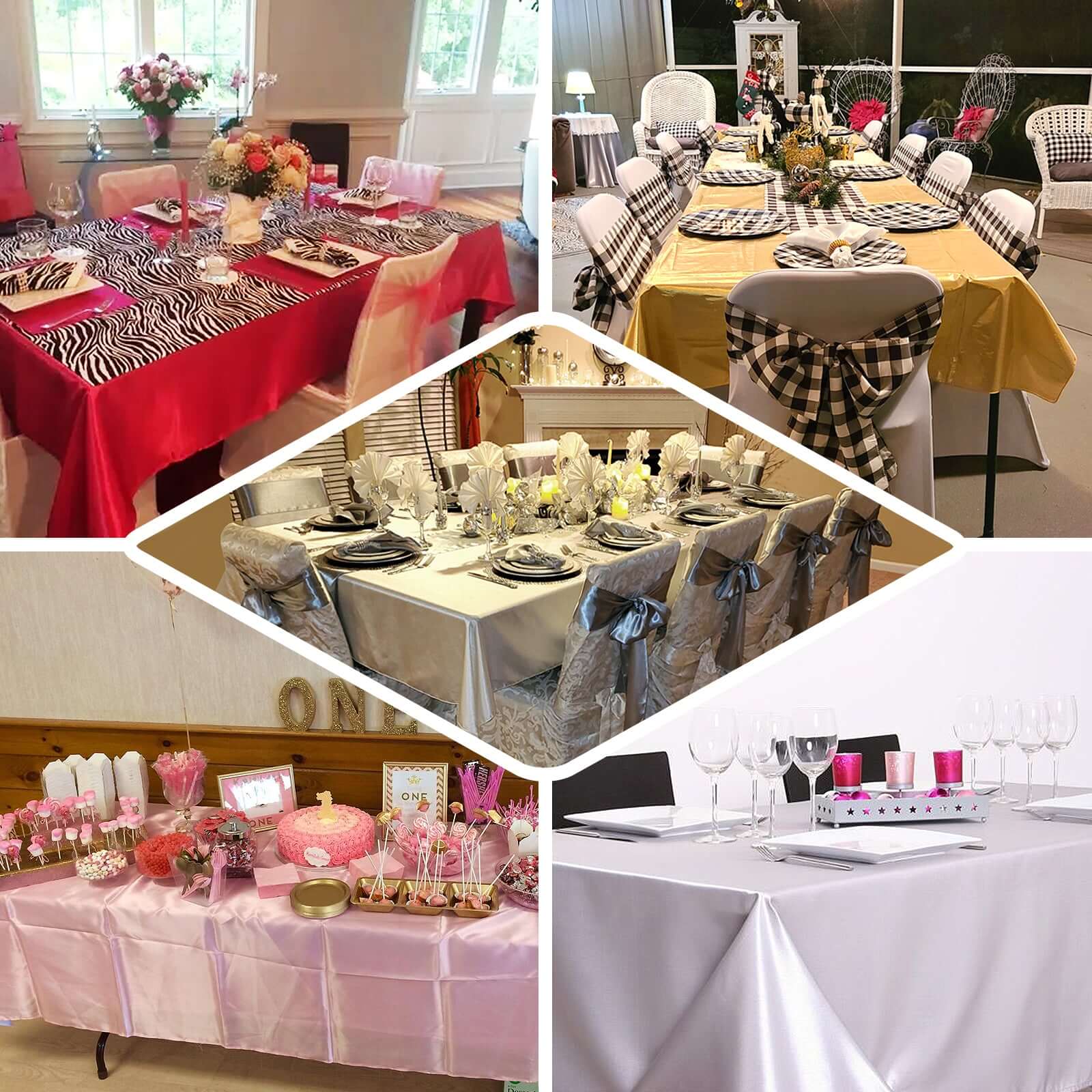 Hot Deal! Fuchsia Satin Rectangular Tablecloth, 60x126 Inches - Smooth and Shiny