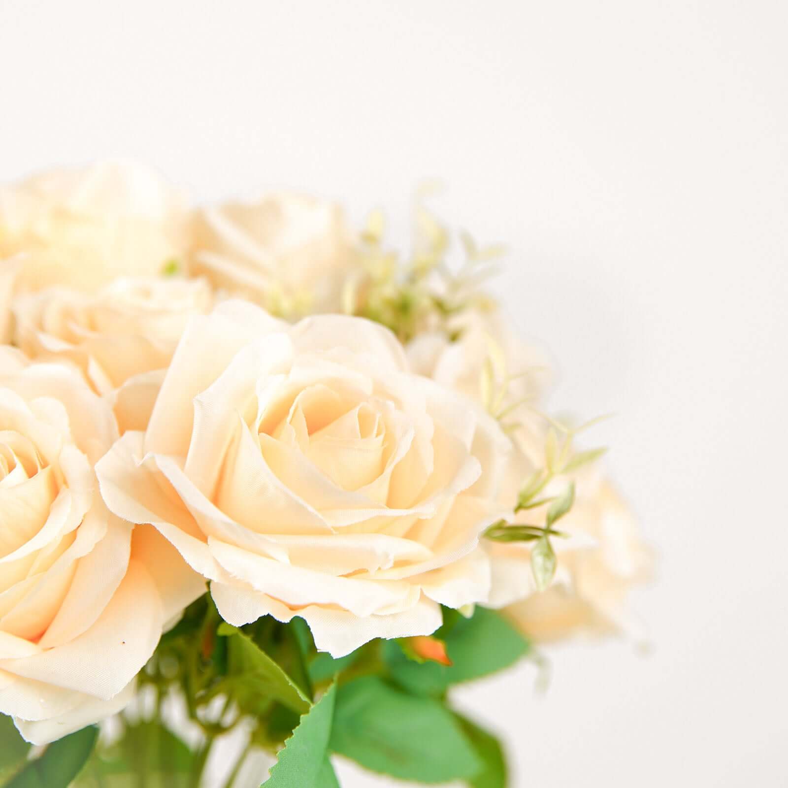Hot Sale! 2 Bushes 18-Count Real Touch Cream Artificial Silk Rose Flower Bouquet