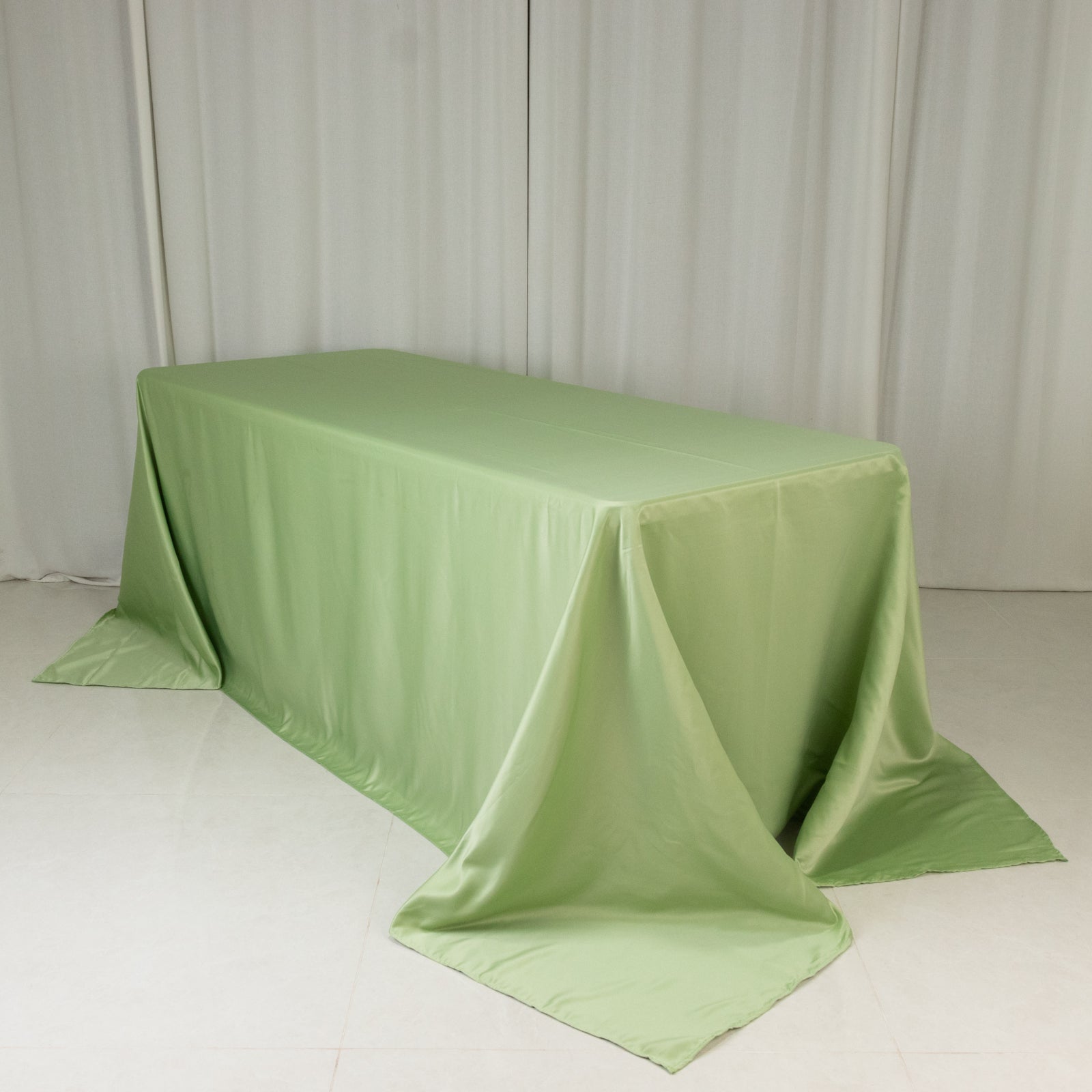 Exclusive Sage Green Lamour Satin Rectangle Tablecloth - Soft, Silk-Like, 90x132