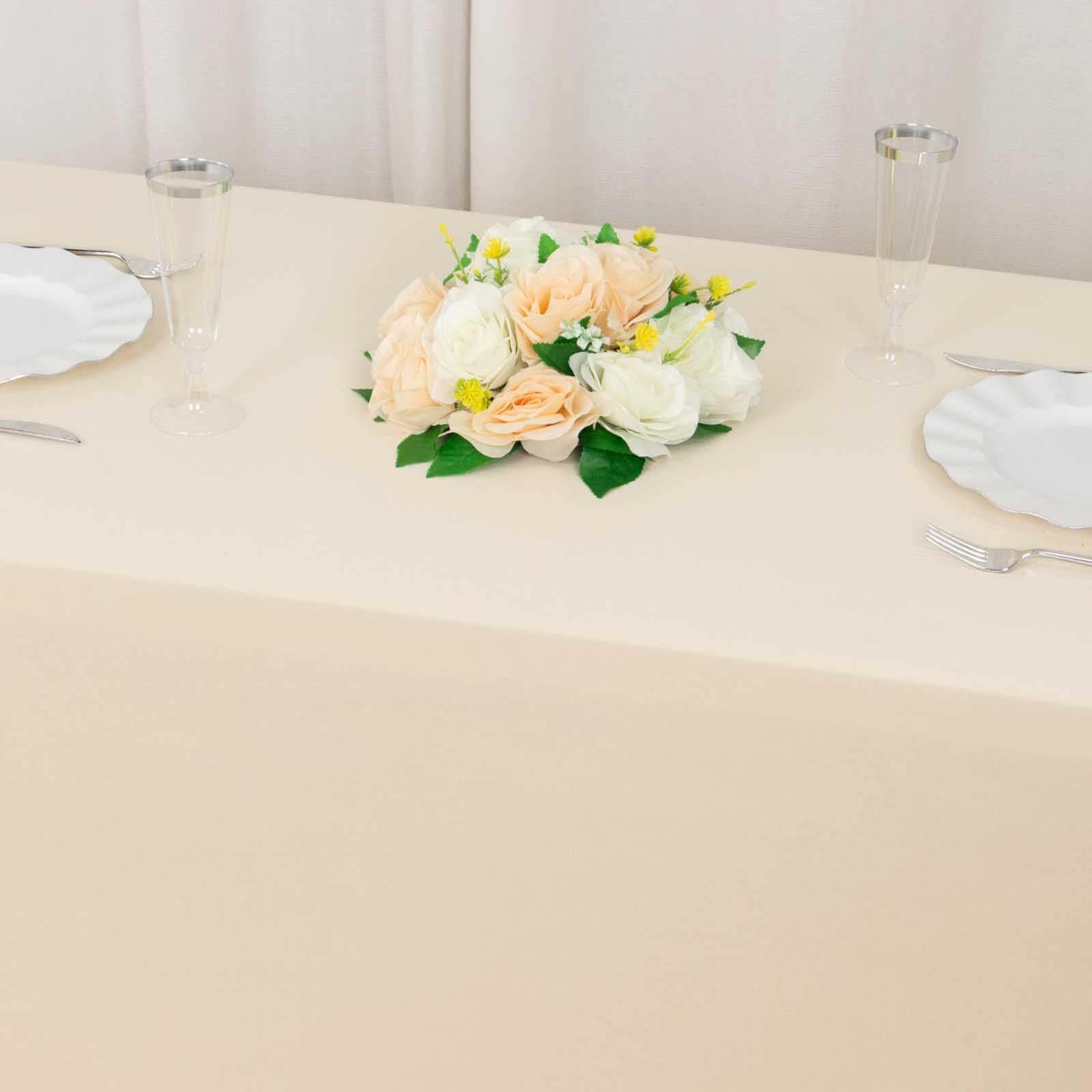 Beige Stretch Spandex Tablecloth - Durable, Form-Fitting for 4ft Tables