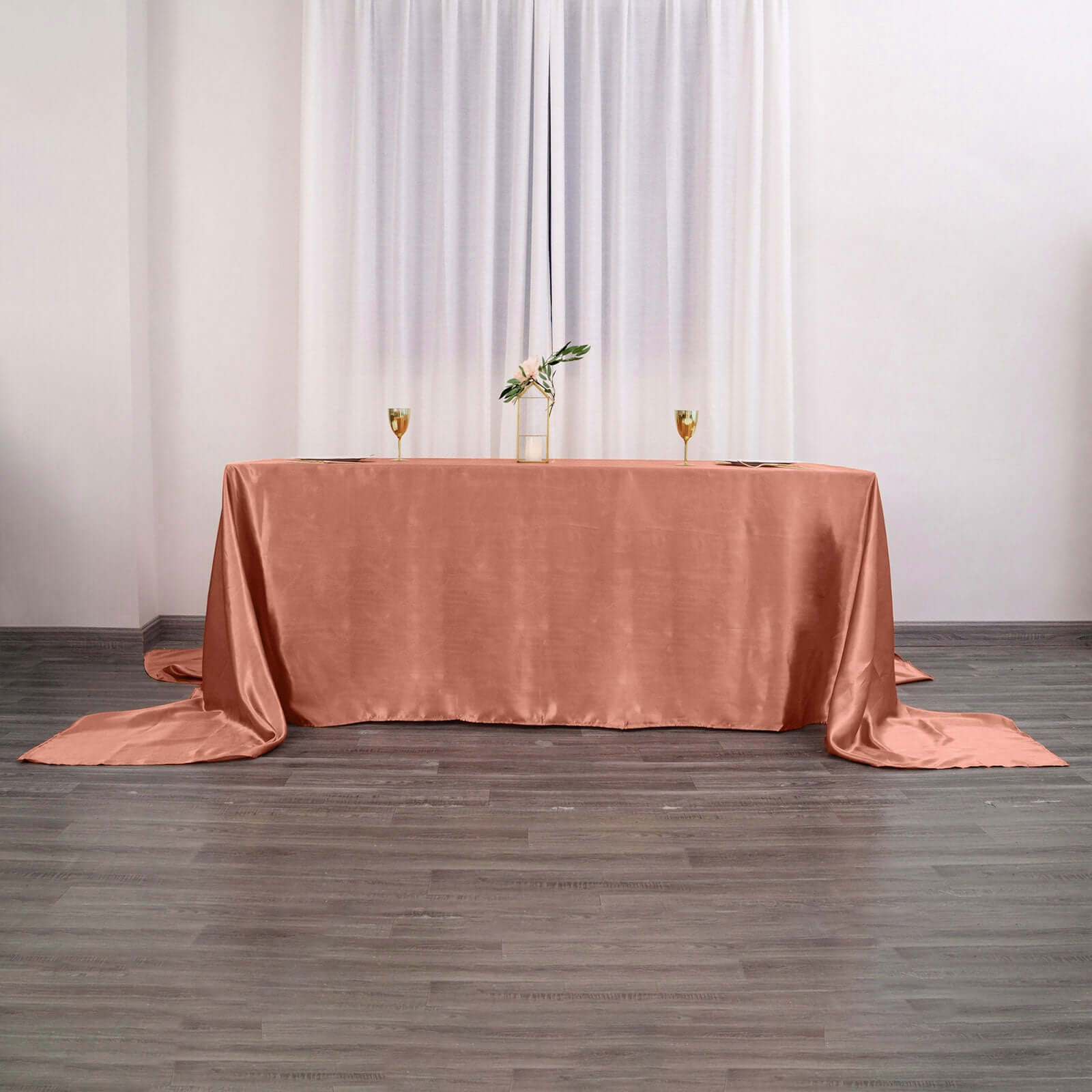 Hot Sale! Seamless Satin Terracotta (Rust) Rectangular 90x156 Tablecloth for Various Events