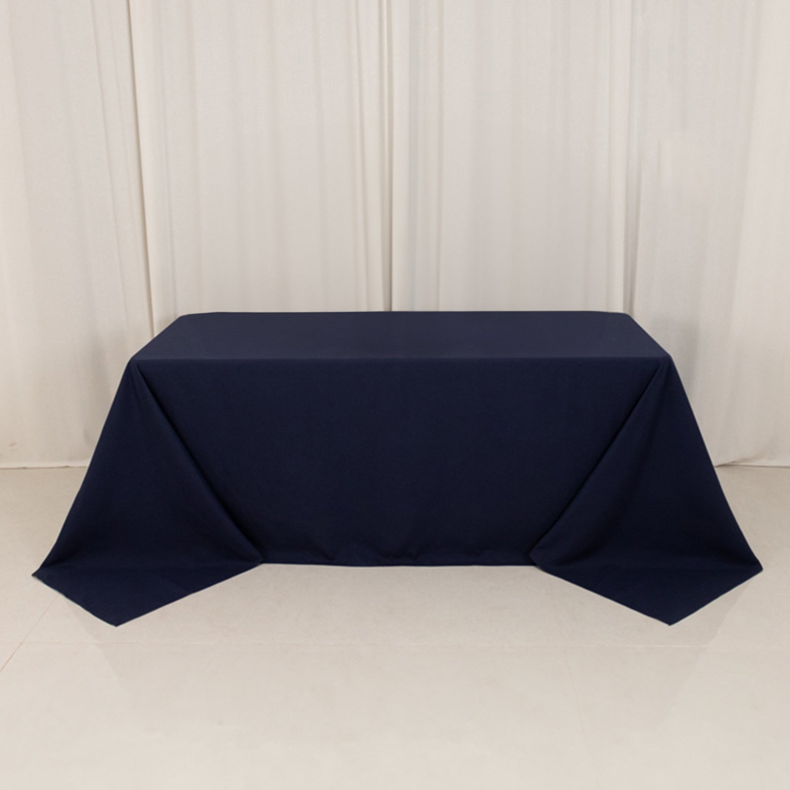 Navy Blue Seamless Wrinkle-Resistant Cotton Blend Rectangle Tablecloth 90x132 - Ideal for Events