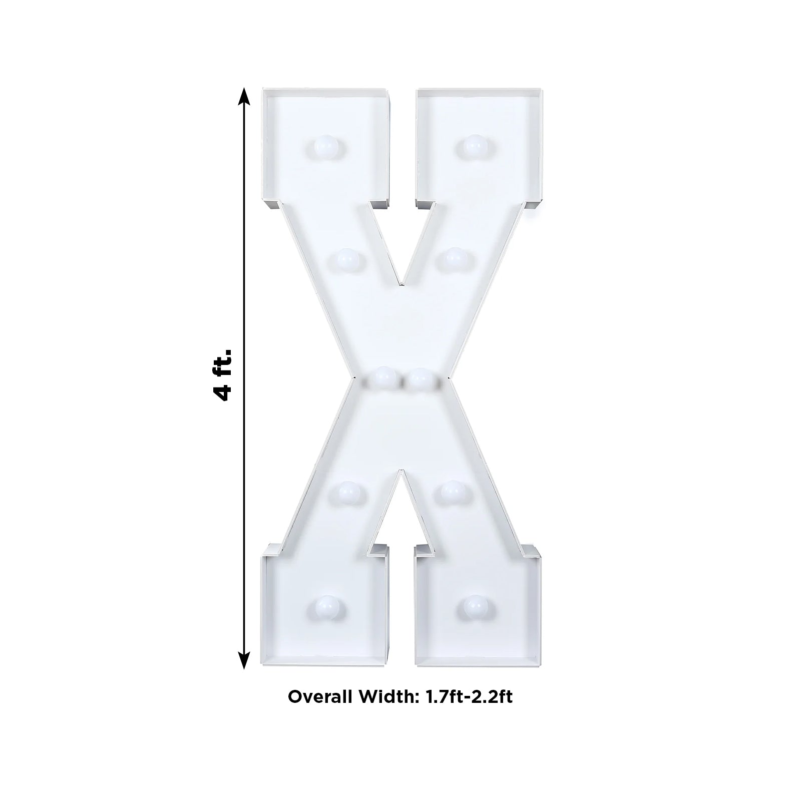 4ft White Giant LED Marquee Light-Up Letter X with 10 Warm White Battery-Operated LEDs, Glue Gun & Sticks - Ideal Decor