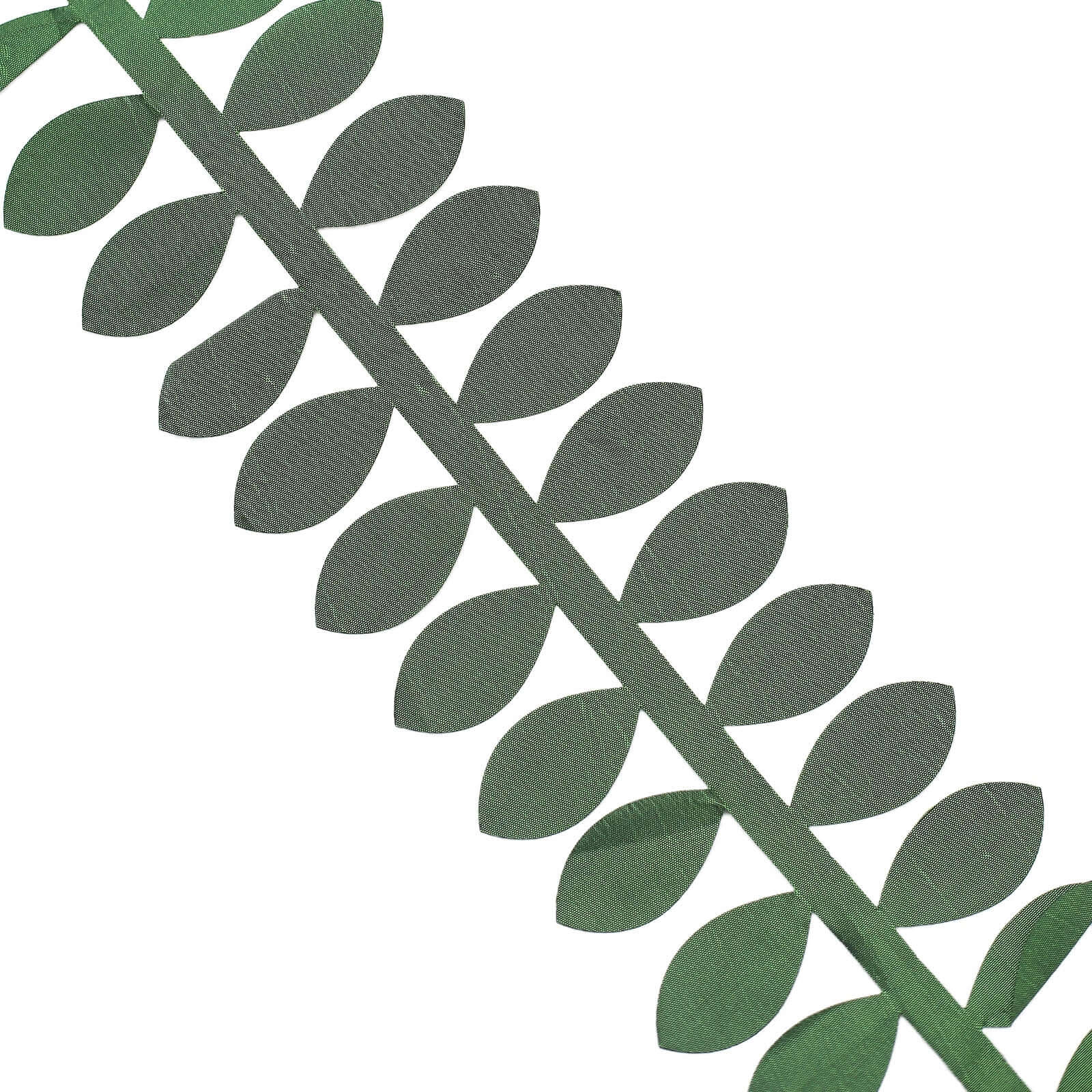 50ft Green Taffeta Ribbon Sash with 4 - Leaf Petal Design - Ideal Artificial Fabric Garland for Decor