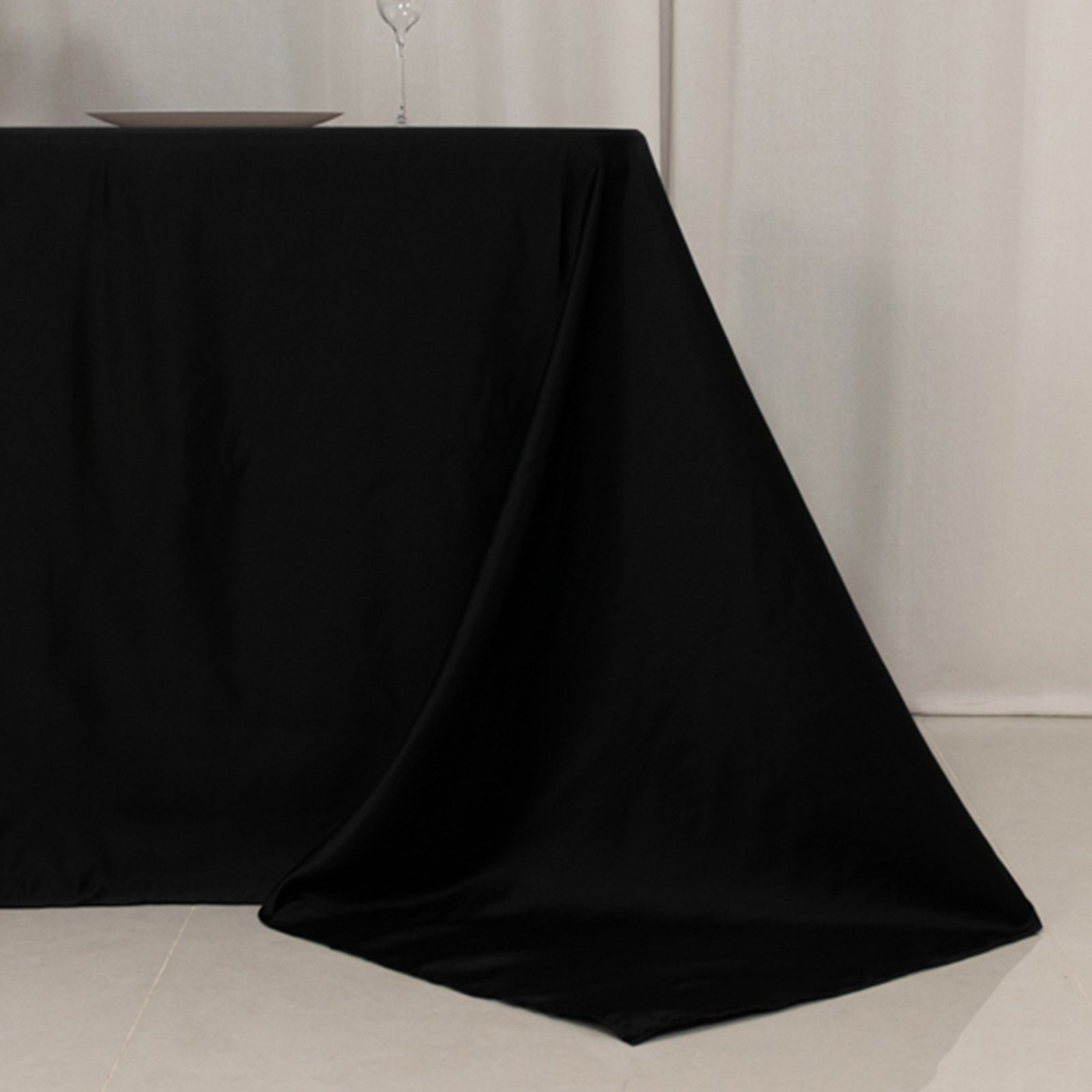 Premium Black Lamour Satin Rectangle Tablecloth 90x132 - Ideal for Weddings & Parties