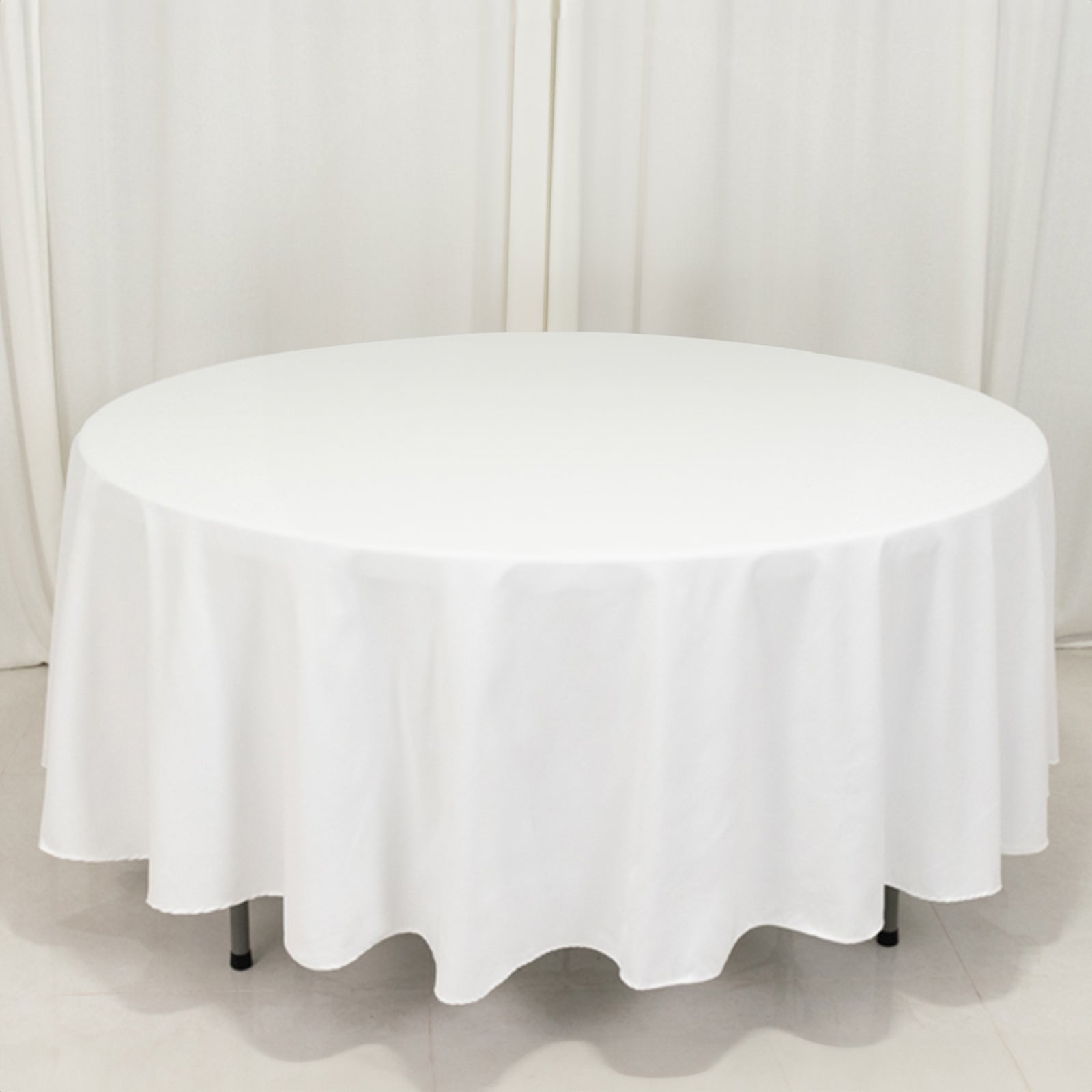 Wrinkle-Resistant 108" White Cotton Blend Round Tablecloth for Various Occasions