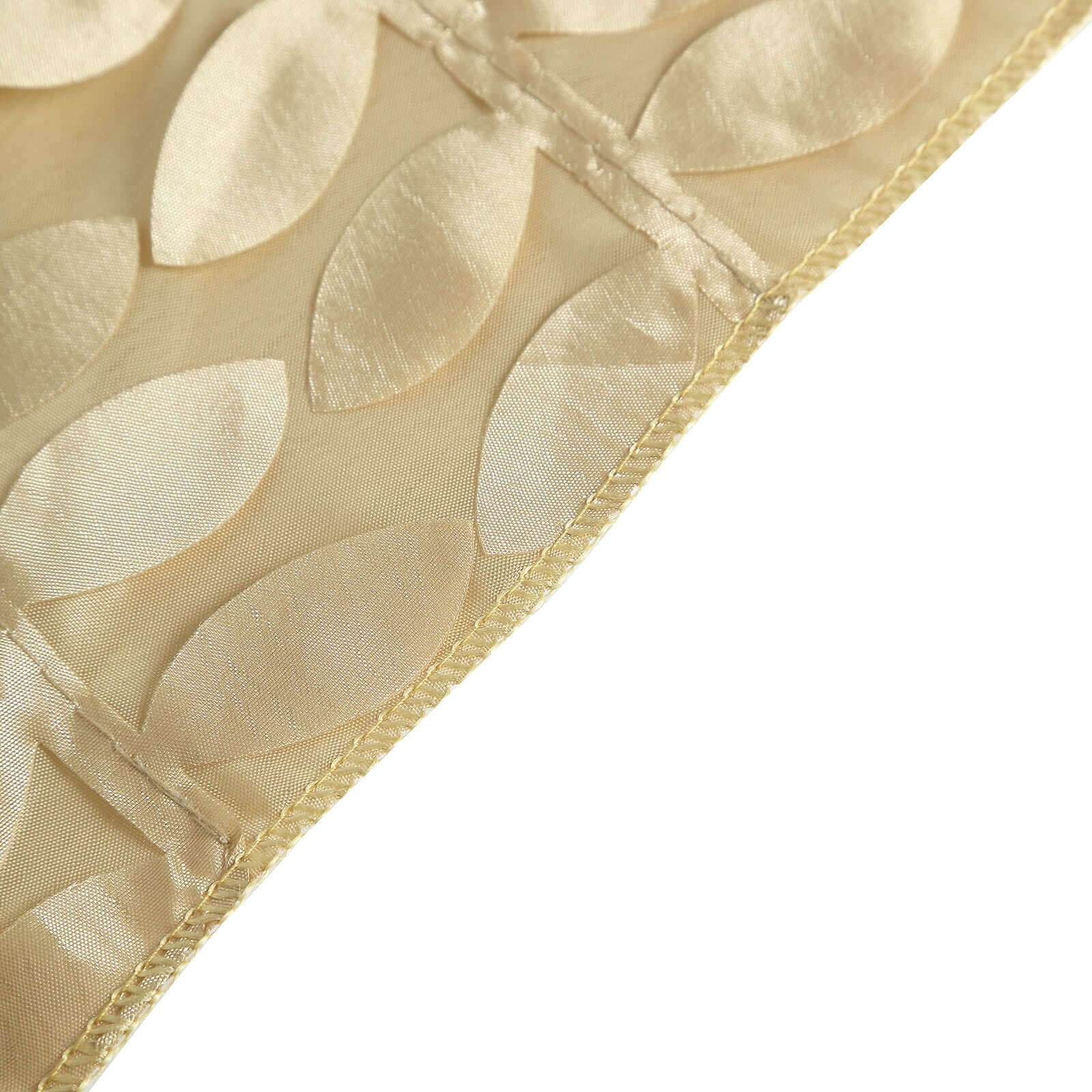 Champagne Taffeta Rectangle Tablecloth with 3D Leaf Petal Design - Perfect for Events!