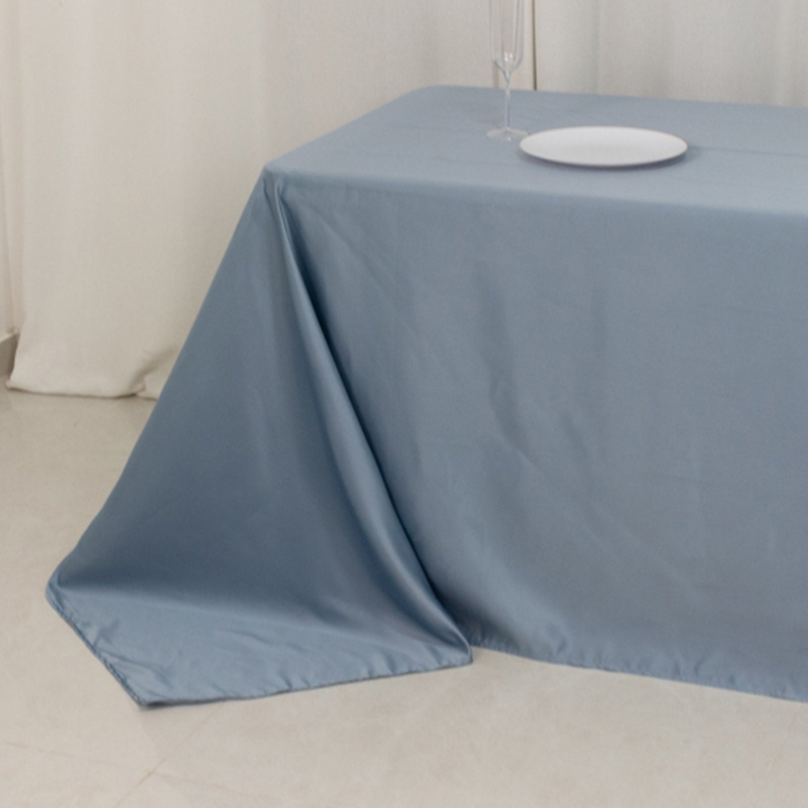 Dusty Blue Lamour Satin Rectangle Tablecloth - 90x156, Luxurious & Soft