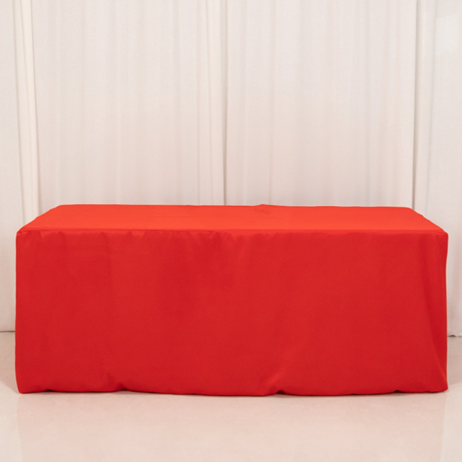 Hot Sale! Durable Red 6ft Rectangle Fitted Tablecloth Made of 220GSM Premium Polyester