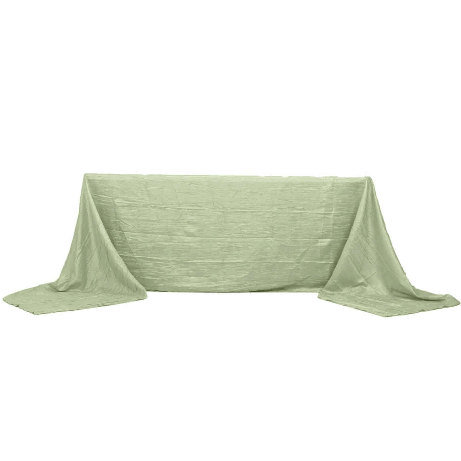 Discount! Sage Green Crinkle Taffeta Rectangle Tablecloth 90x156 for Weddings and Parties