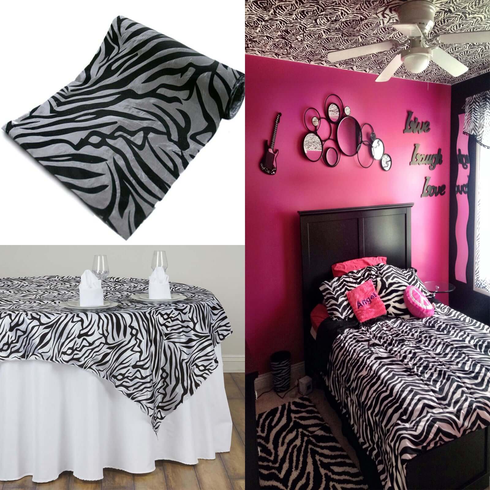 10-Yard Eggplant Zebra Print Taffeta Fabric Roll, 54 Inches Wide