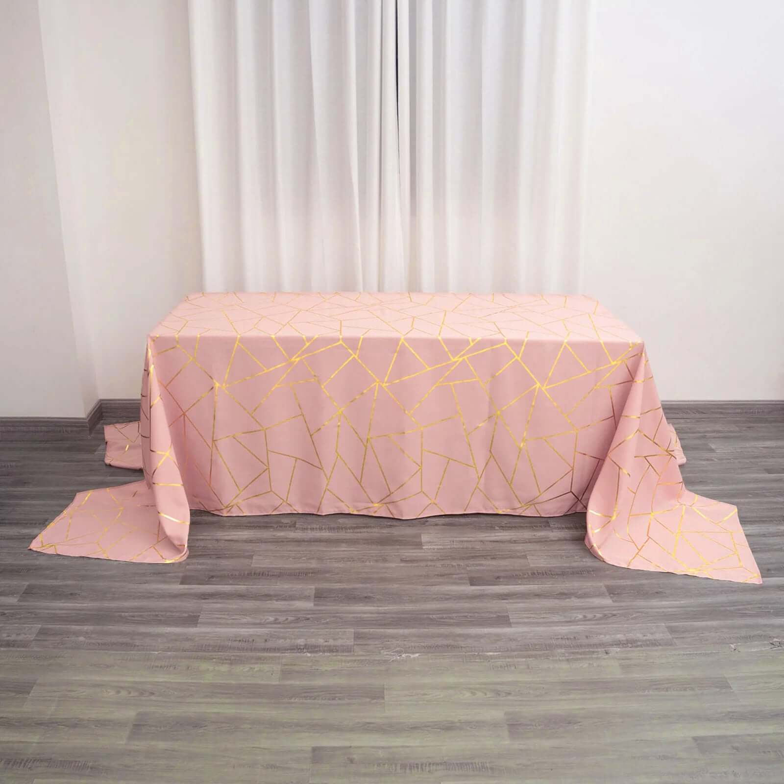 Hot! Wrinkle-Resistant Dusty Rose Polyester Tablecloth with Gold Foil Pattern for Events