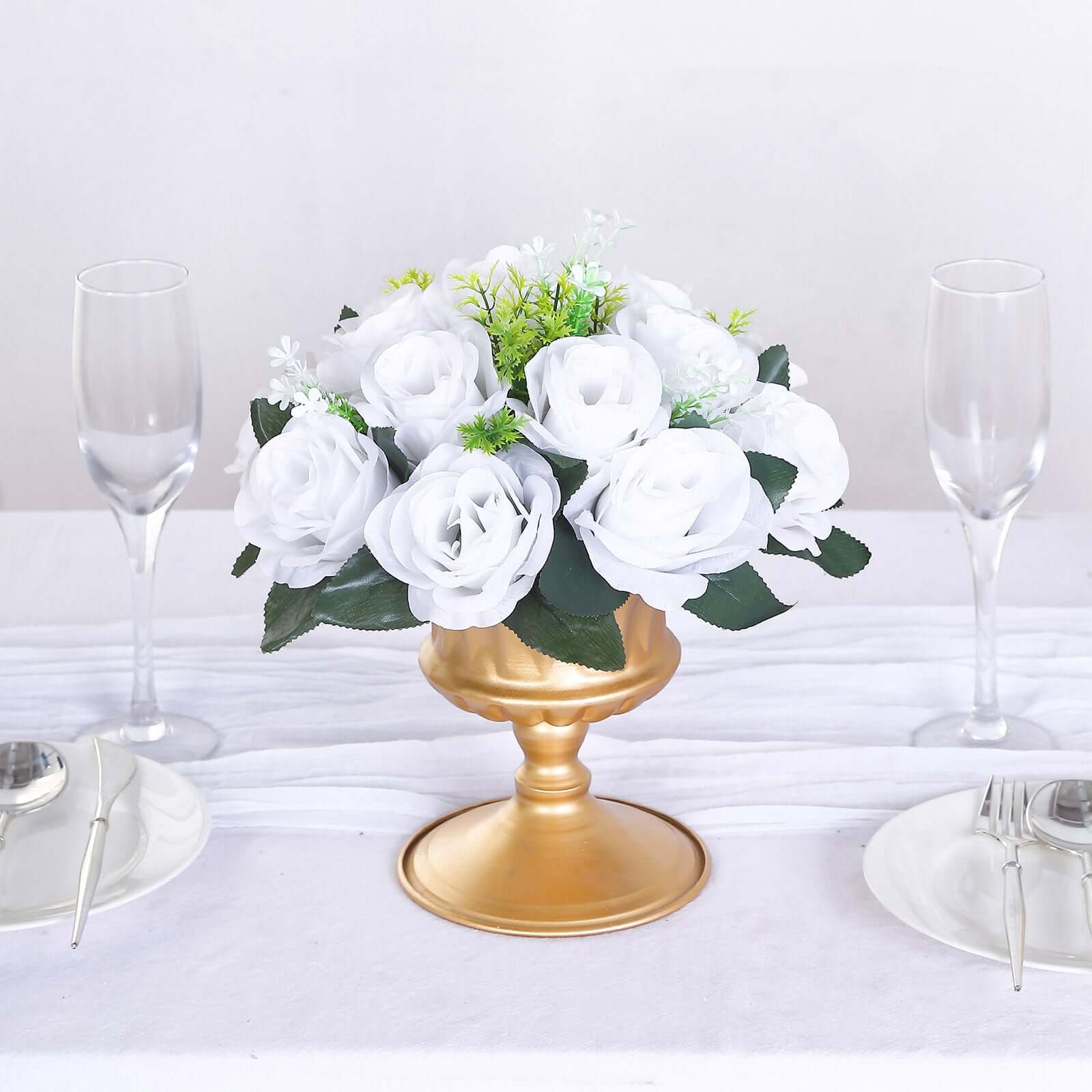 Special Offer: 2 Pack of Artificial White Silk 15-Head Rose Flower Balls for Centerpiece Decor