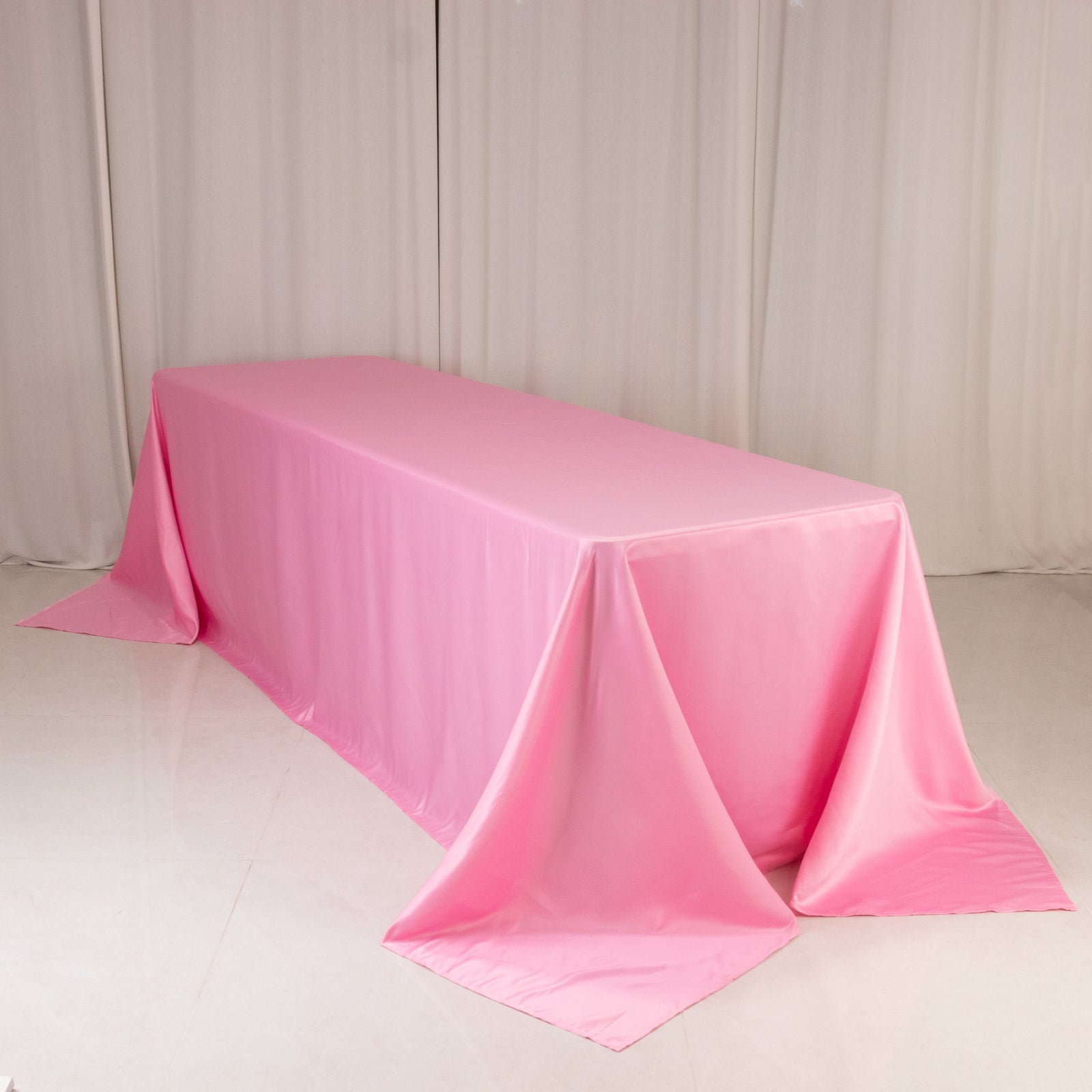 Luxurious Pink Lamour Satin Rectangle Tablecloth, 90x156, Soft and Seamless