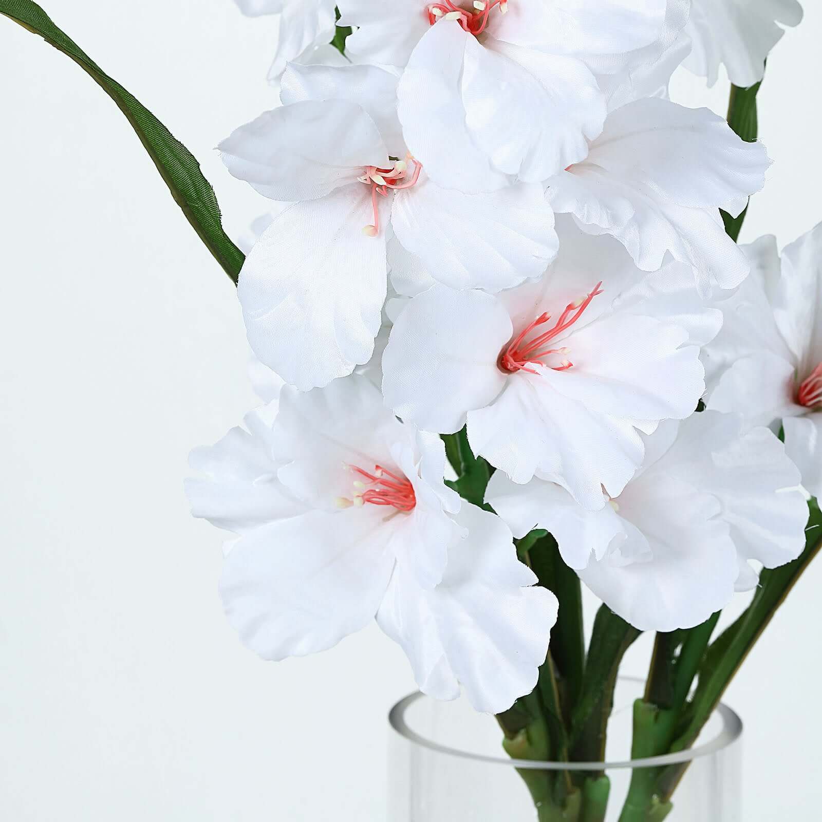 3 Stems of 36-Inch Tall White High-Quality Artificial Silk Gladiolus Flower Spray