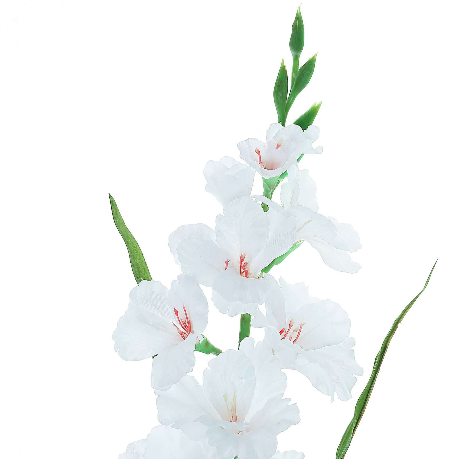 3 Stems of 36-Inch Tall White High-Quality Artificial Silk Gladiolus Flower Spray
