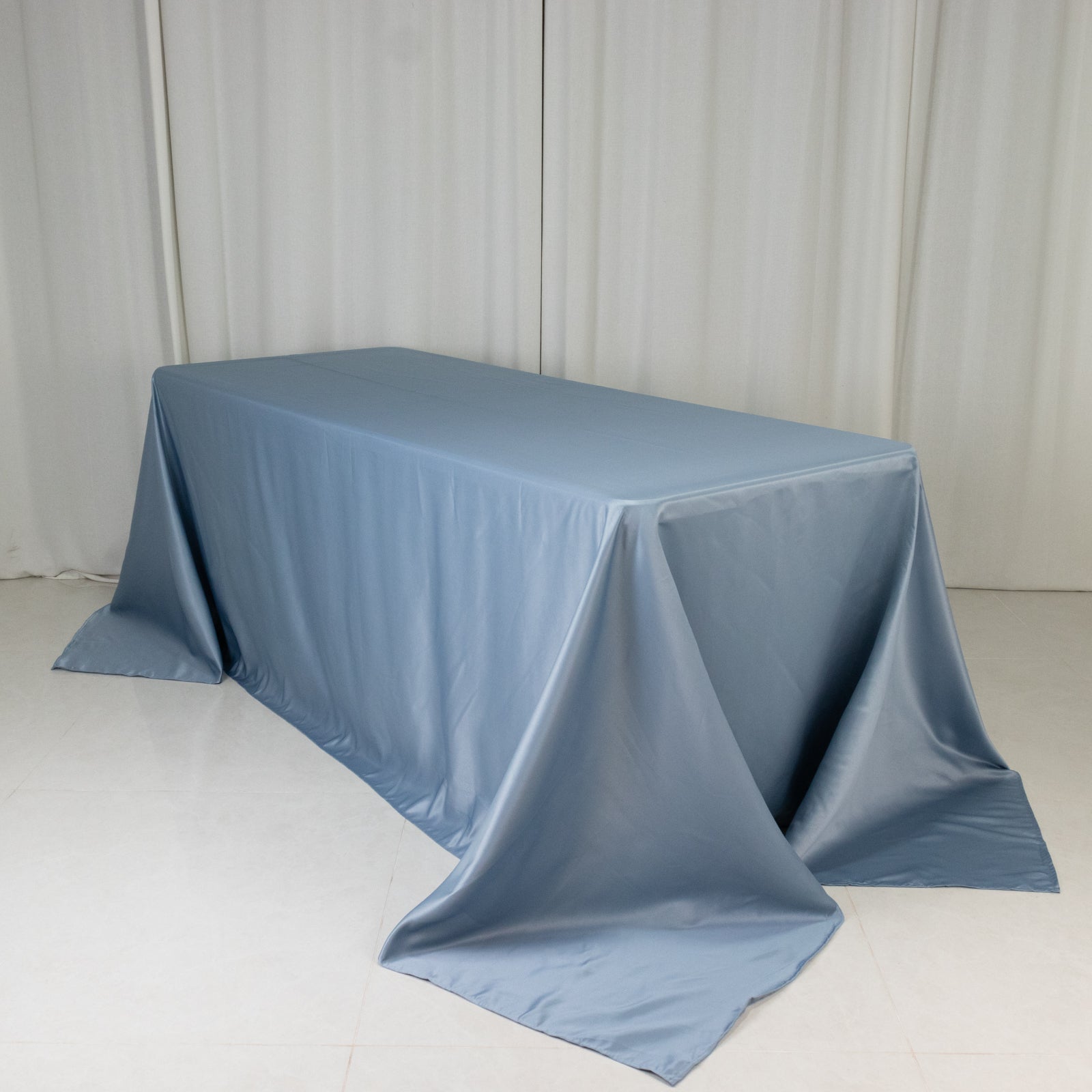 Soft and Silk-Like Dusty Blue Lamour Satin Rectangle Tablecloth 90x132