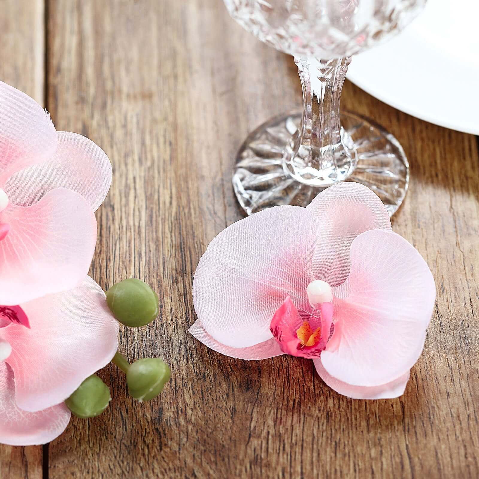 Hot Sale! 20 Pink Silk Artificial Orchid Flower Heads for DIY Floral Decorations