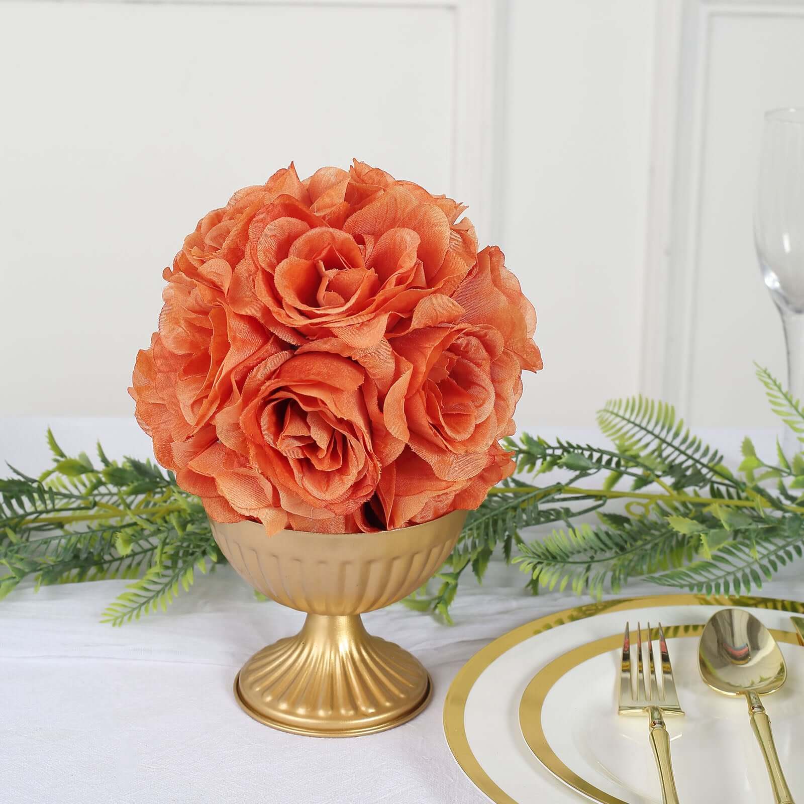 Special Offer: 2-Pack of 7-Inch Terracotta (Rust) Artificial Silk Rose Kissing Balls for Decor