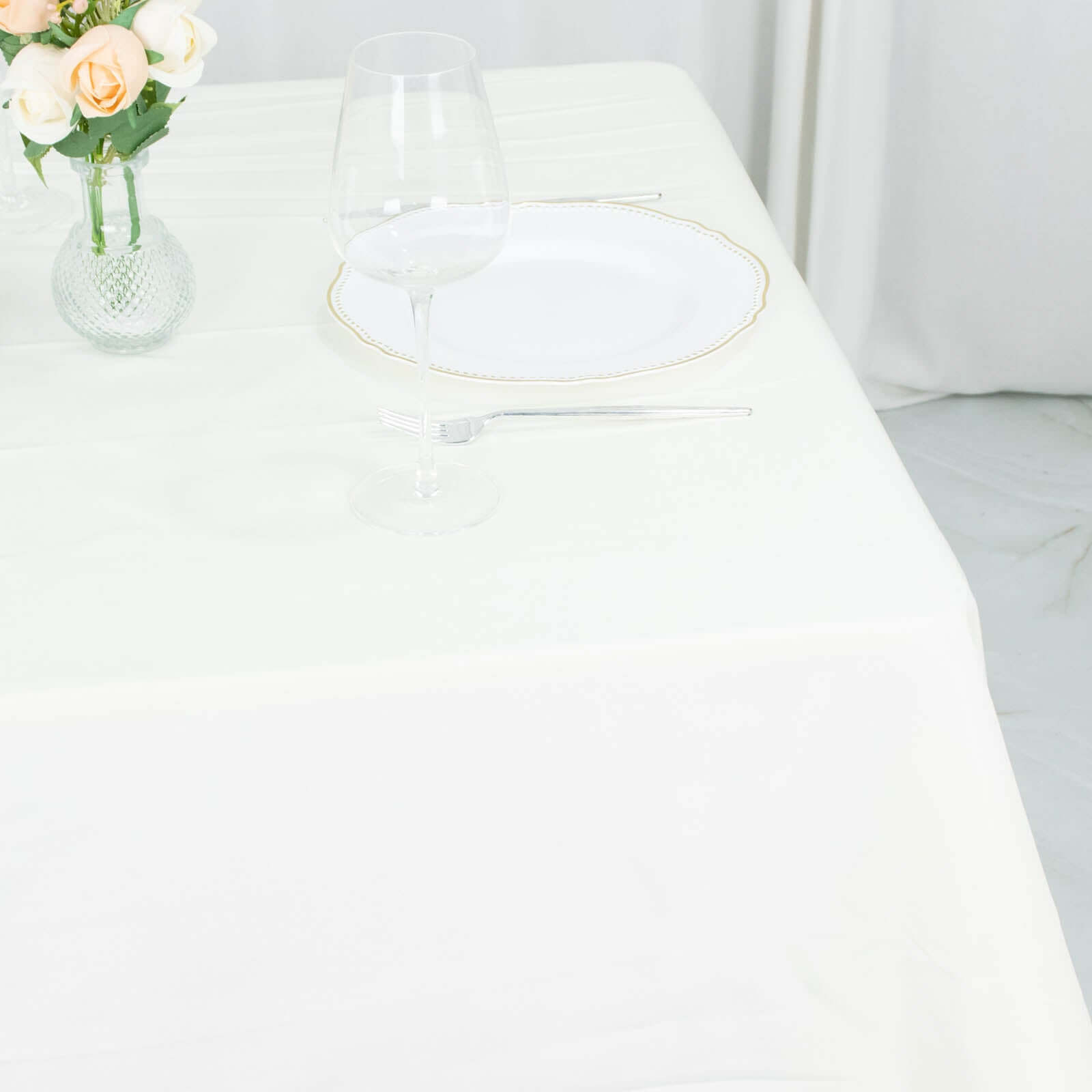 220GSM Wrinkle-Resistant Ivory Premium Polyester 70x70 Square Tablecloth