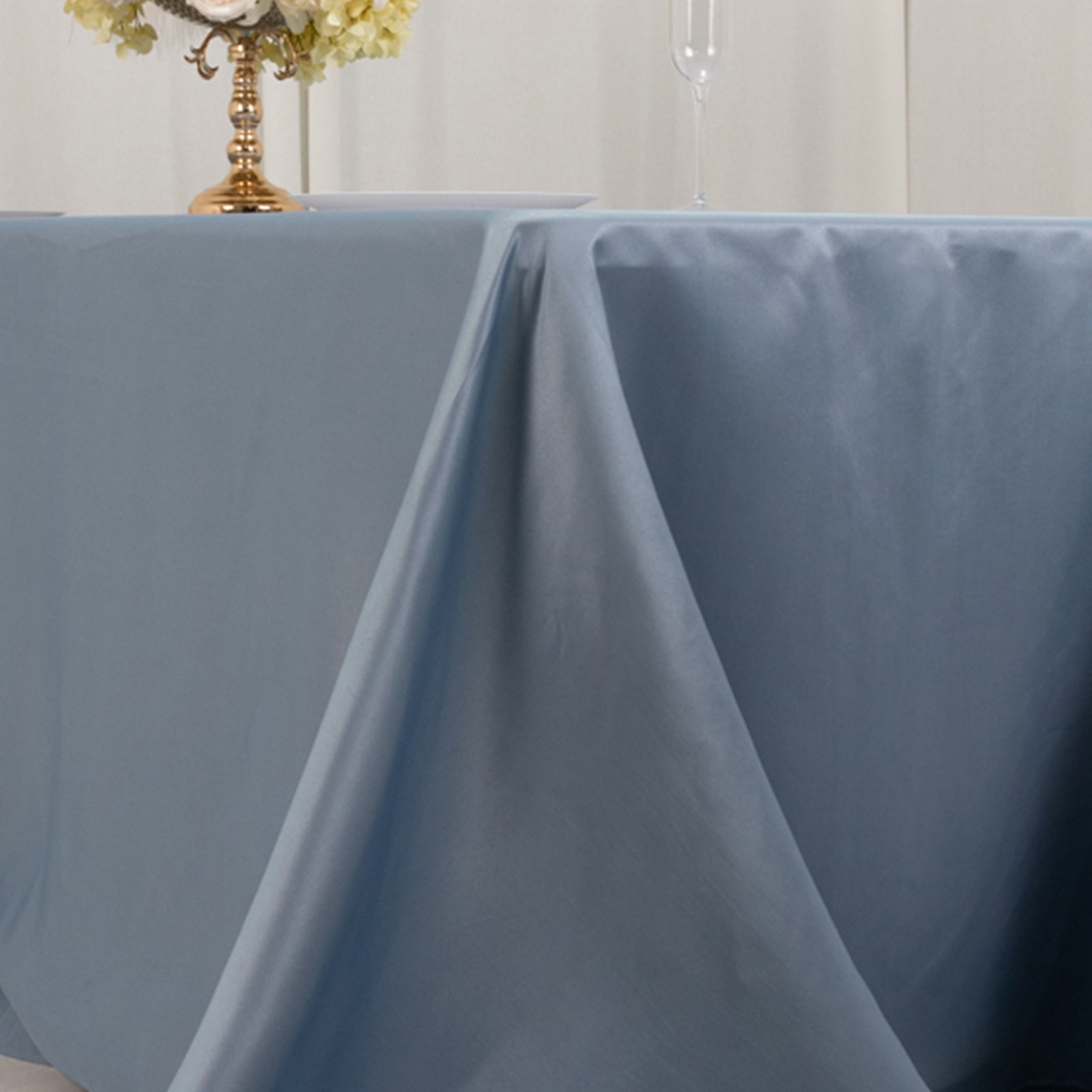 Soft and Silk-Like Dusty Blue Lamour Satin Rectangle Tablecloth 90x132