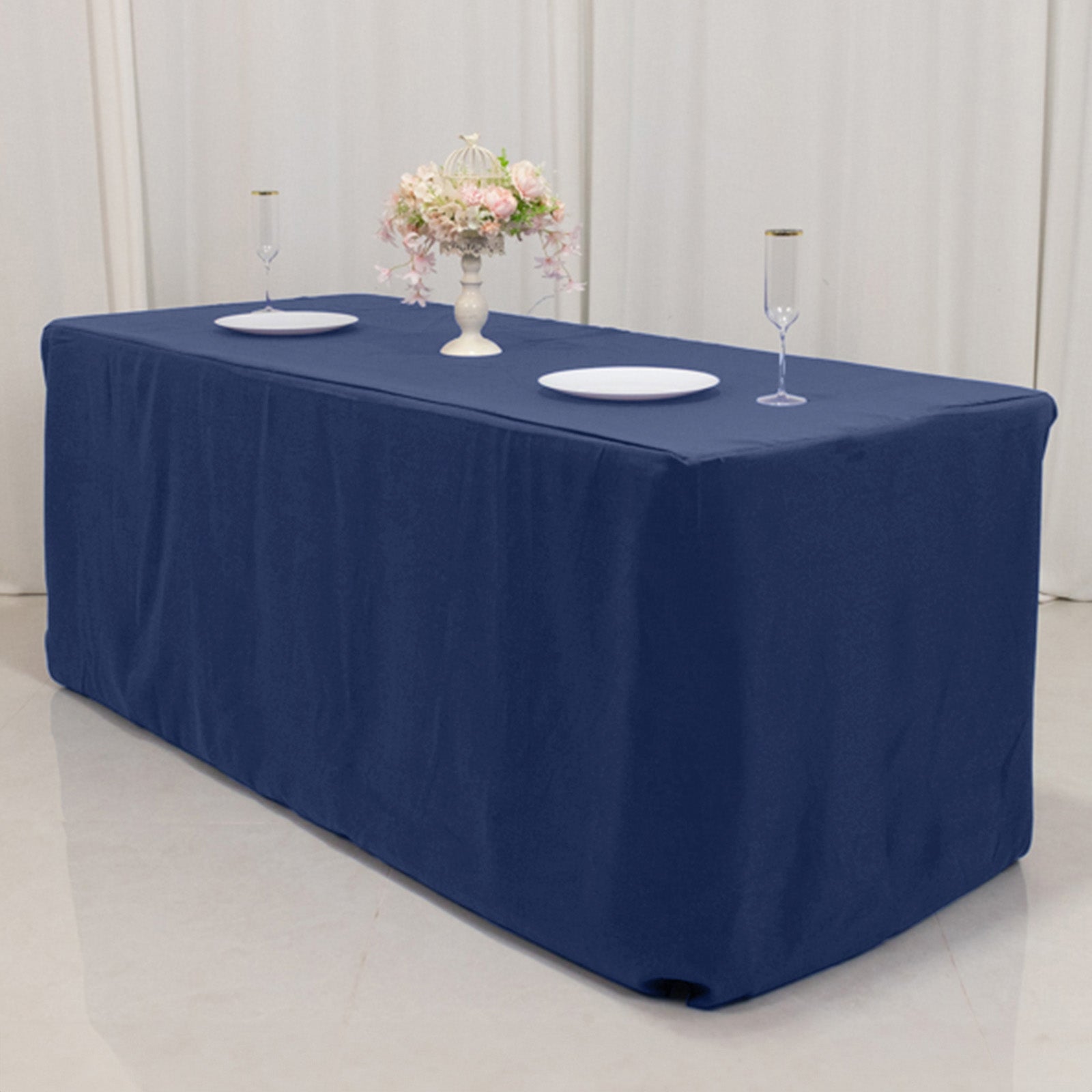 Exclusive Offer! Durable Navy Blue 220GSM Premium Polyester 6ft Rectangle Fitted Tablecloth