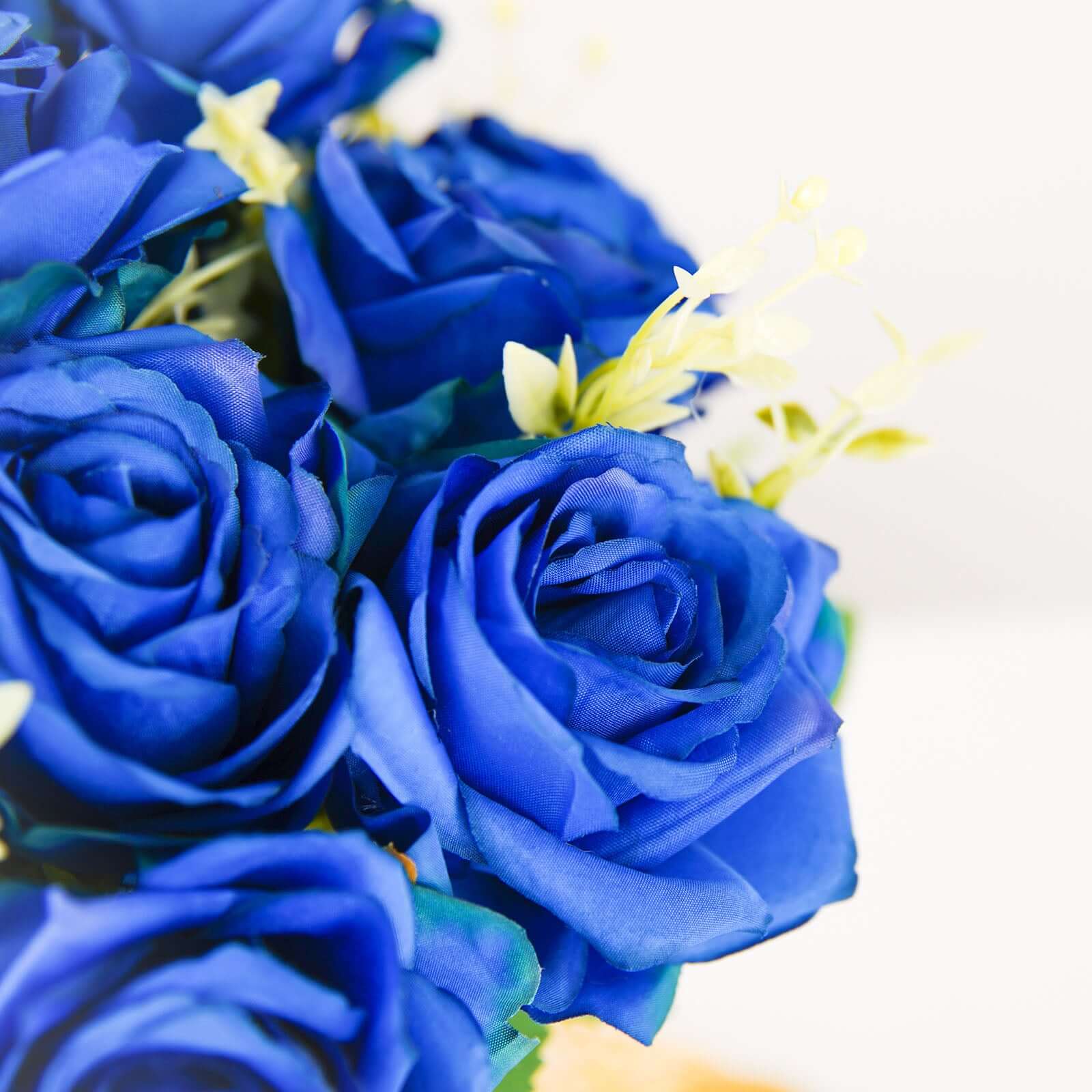 2 Bushes 18-Head Royal Blue Artificial Silk Rose Flower Bouquet, Ideal for Decor