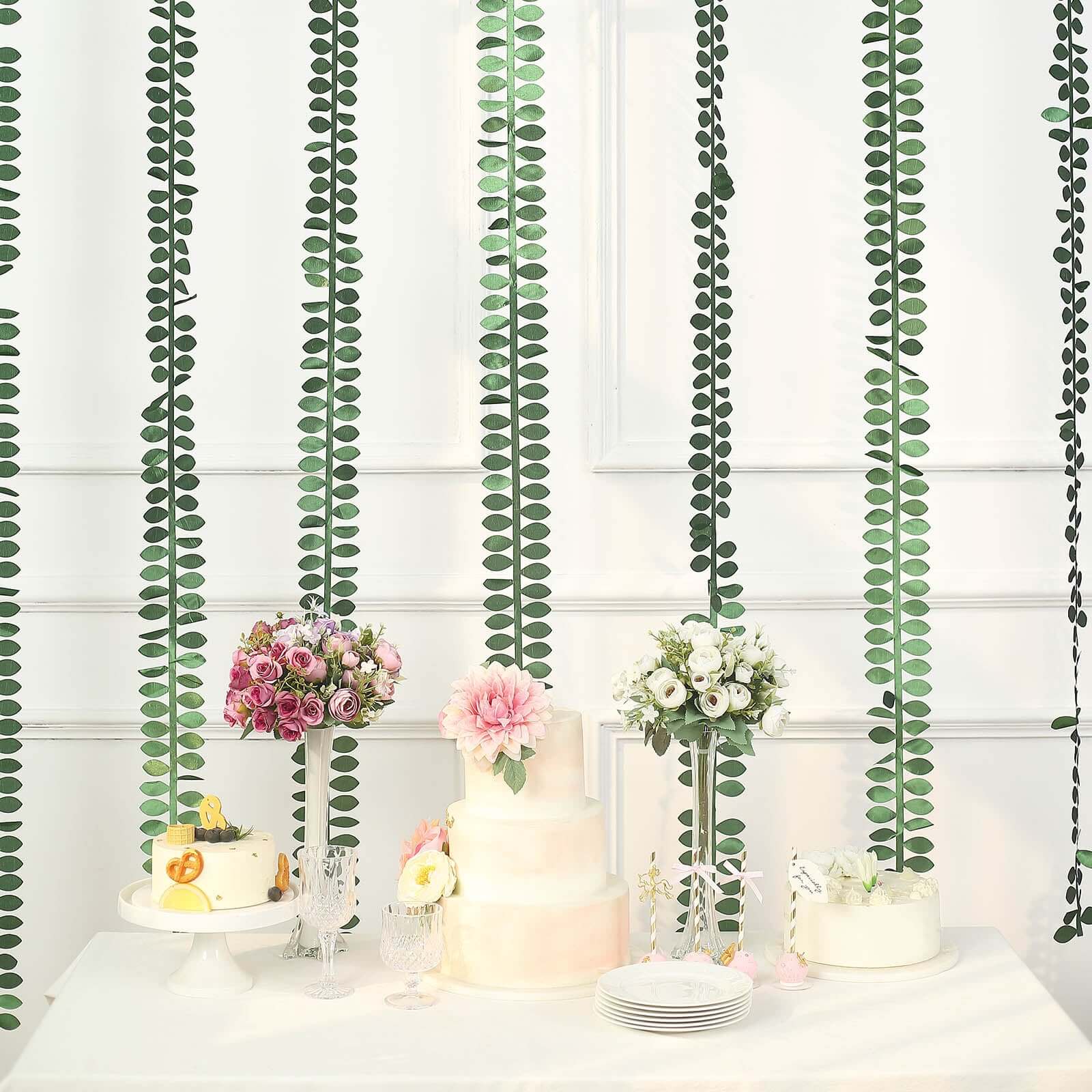 50ft Green Taffeta Ribbon Sash with 4 - Leaf Petal Design - Ideal Artificial Fabric Garland for Decor