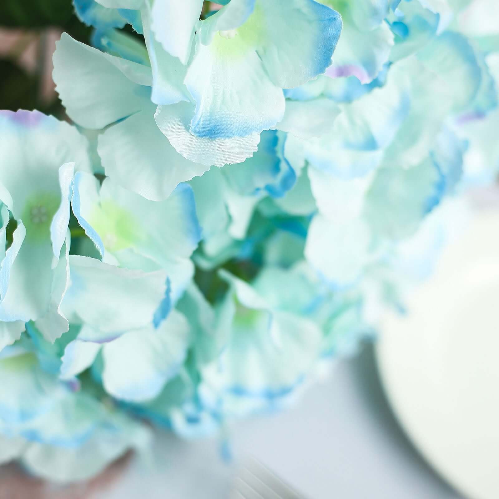 Get 5 Artificial Silk Baby Blue Hydrangea Flower Bouquets for Lifelike Decor