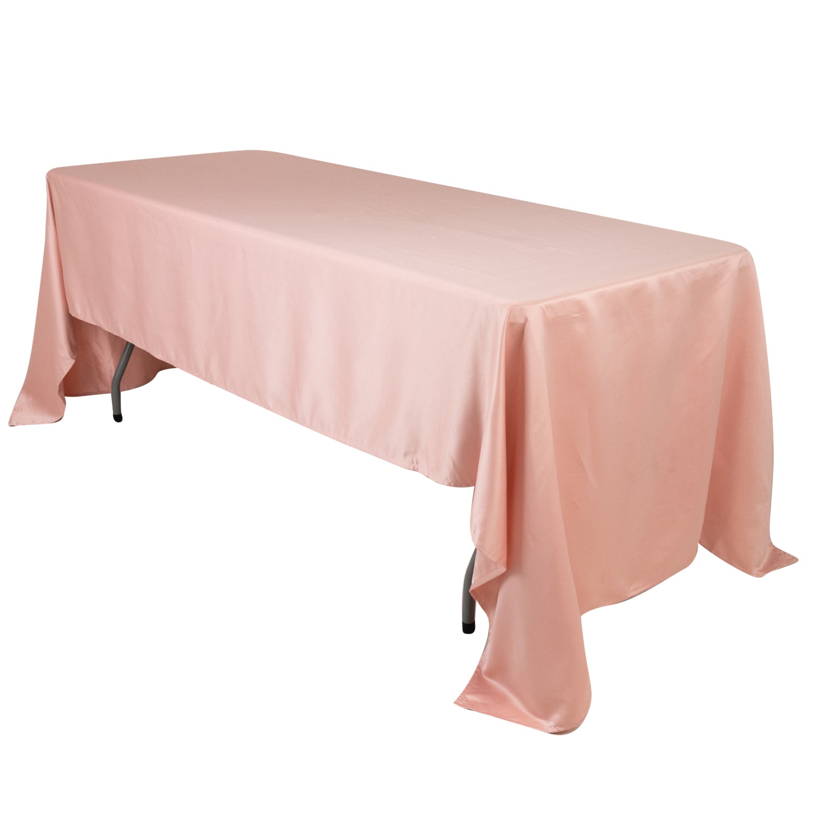 Dusty Rose Lamour Satin Rectangle Tablecloth 60x126 - Soft, Silk - like Cover