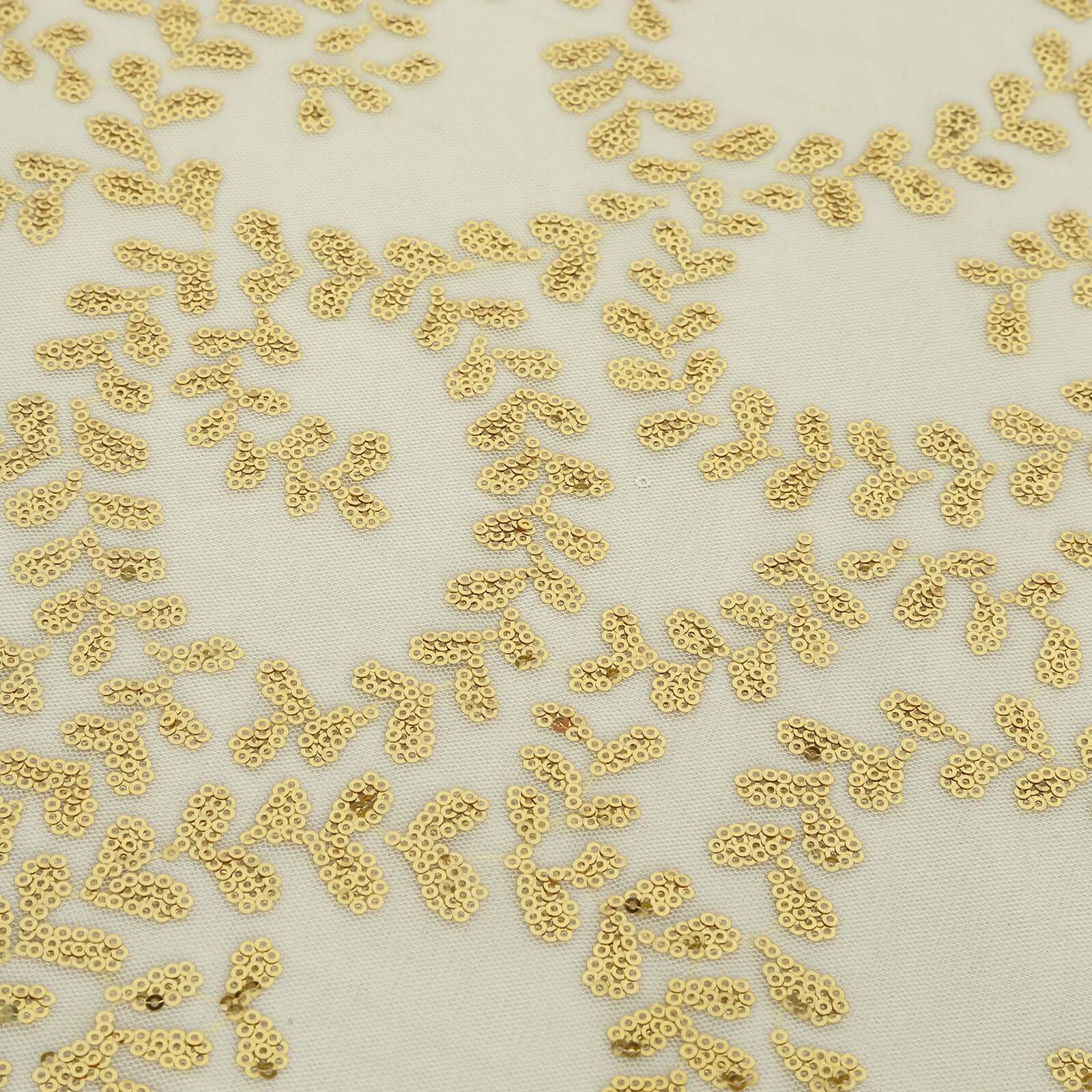 Luxurious Gold Sequin Leaf-Embroidered 90x156 Rectangle Tablecloth for Grand Celebrations