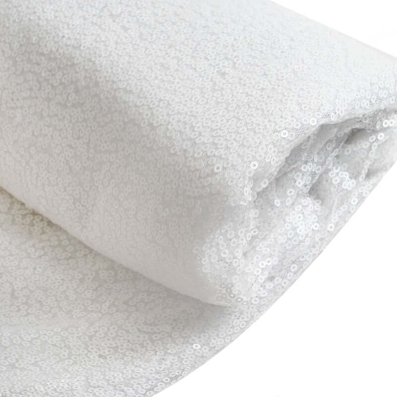 Hot! 54'x4 Yards White Sparkly Sequin Fabric Roll for DIY Crafts