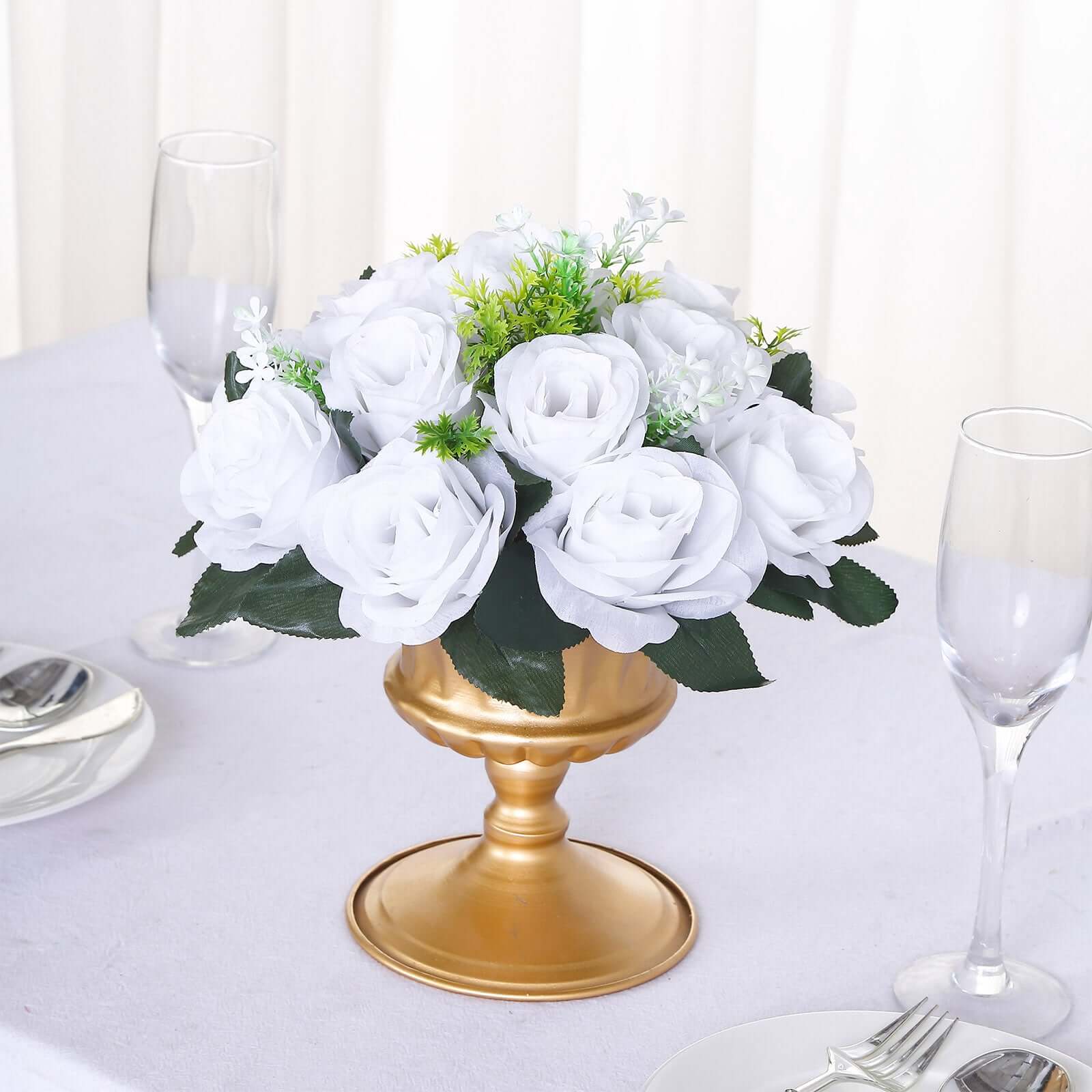 Special Offer: 2 Pack of Artificial White Silk 15-Head Rose Flower Balls for Centerpiece Decor