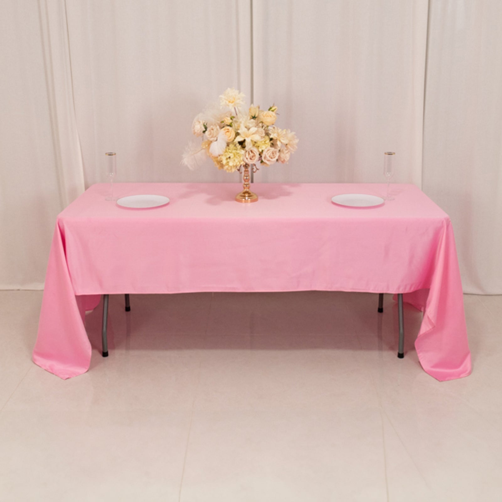 Pink Lamour Satin Rectangle Tablecloth - 60x126 Inches, Soft & Silk-Like, Ideal for Events