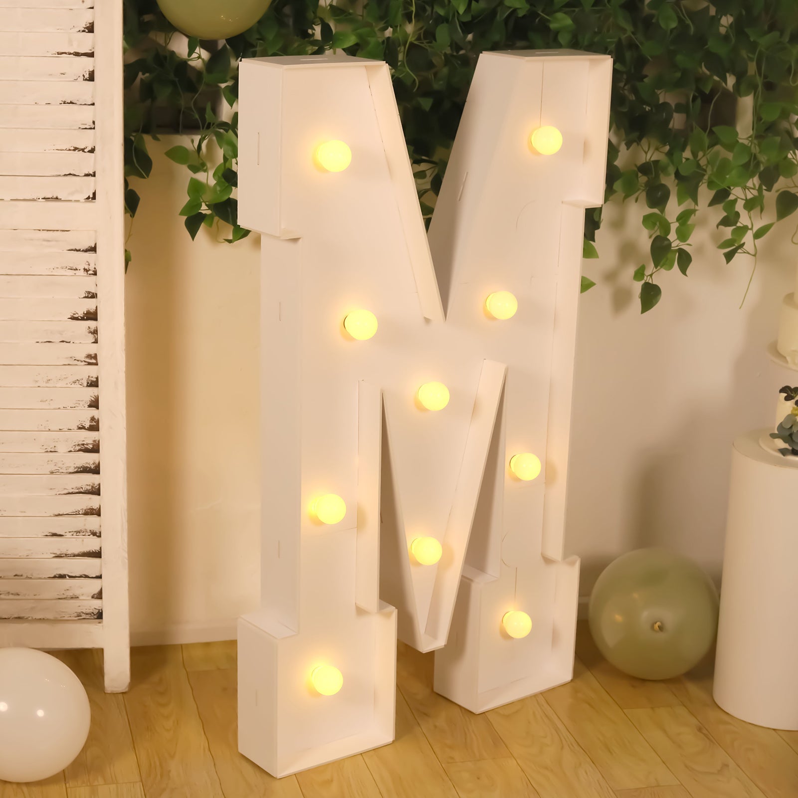 4ft White Giant LED Marquee Letter M with 10 Warm White Battery - Operated LEDs, Glue Gun & Sticks