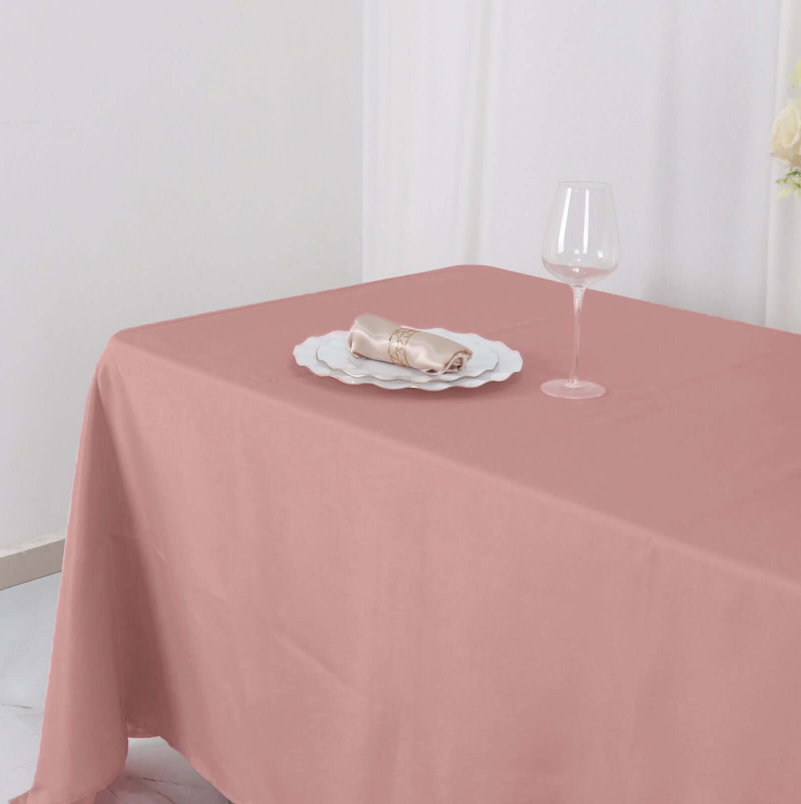 Durable and Stylish 72x120 Polyester Rectangle Tablecloth in Dusty Rose