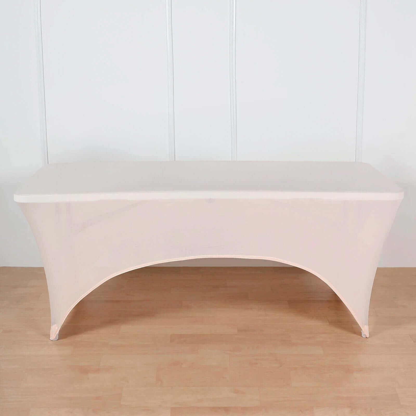 Exclusive Blush Stretch Spandex 6ft Rectangle Tablecloth - Ideal for Events & Presentations