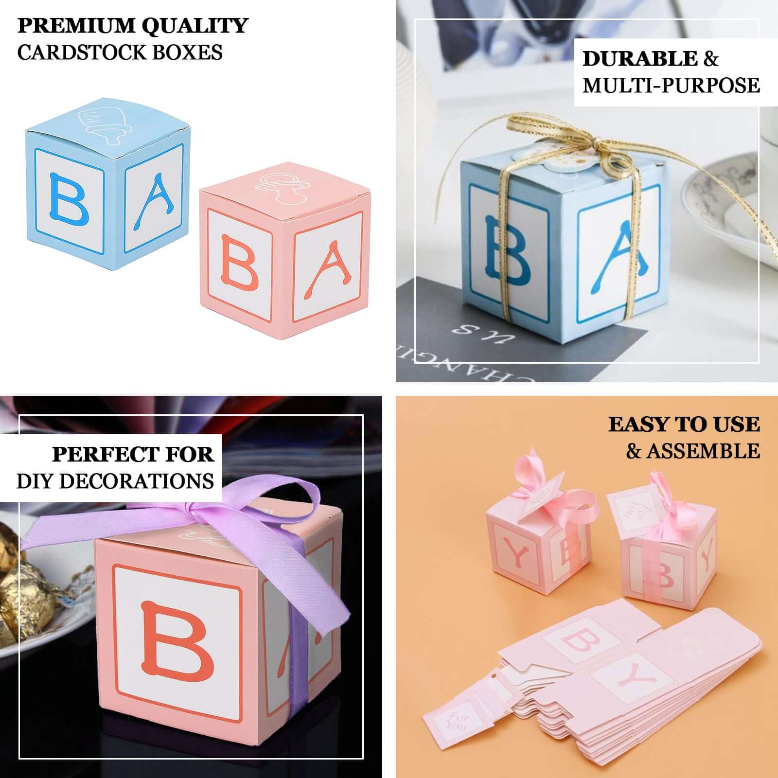 25-Piece Set of Pink Baby Shower Party Favor Candy Gift Boxes