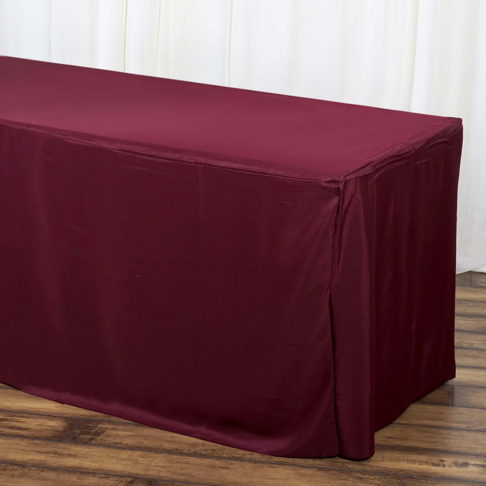 Durable Burgundy Fitted Polyester Tablecloth for 6FT Rectangle Tables