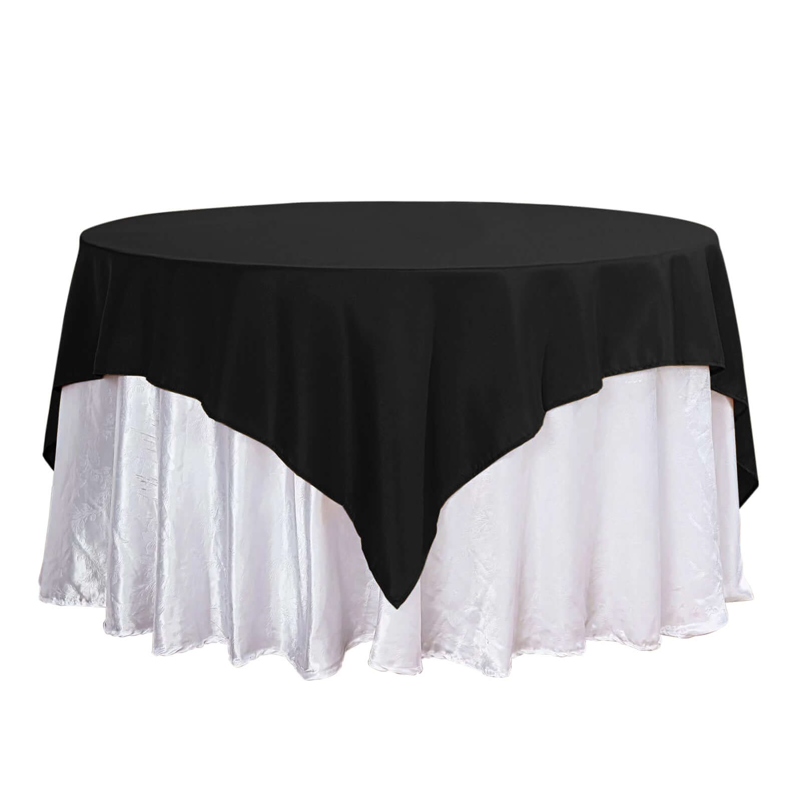 Black 70x70 Premium Polyester Square Table Overlay 220GSM Wrinkle-Free Table Cover