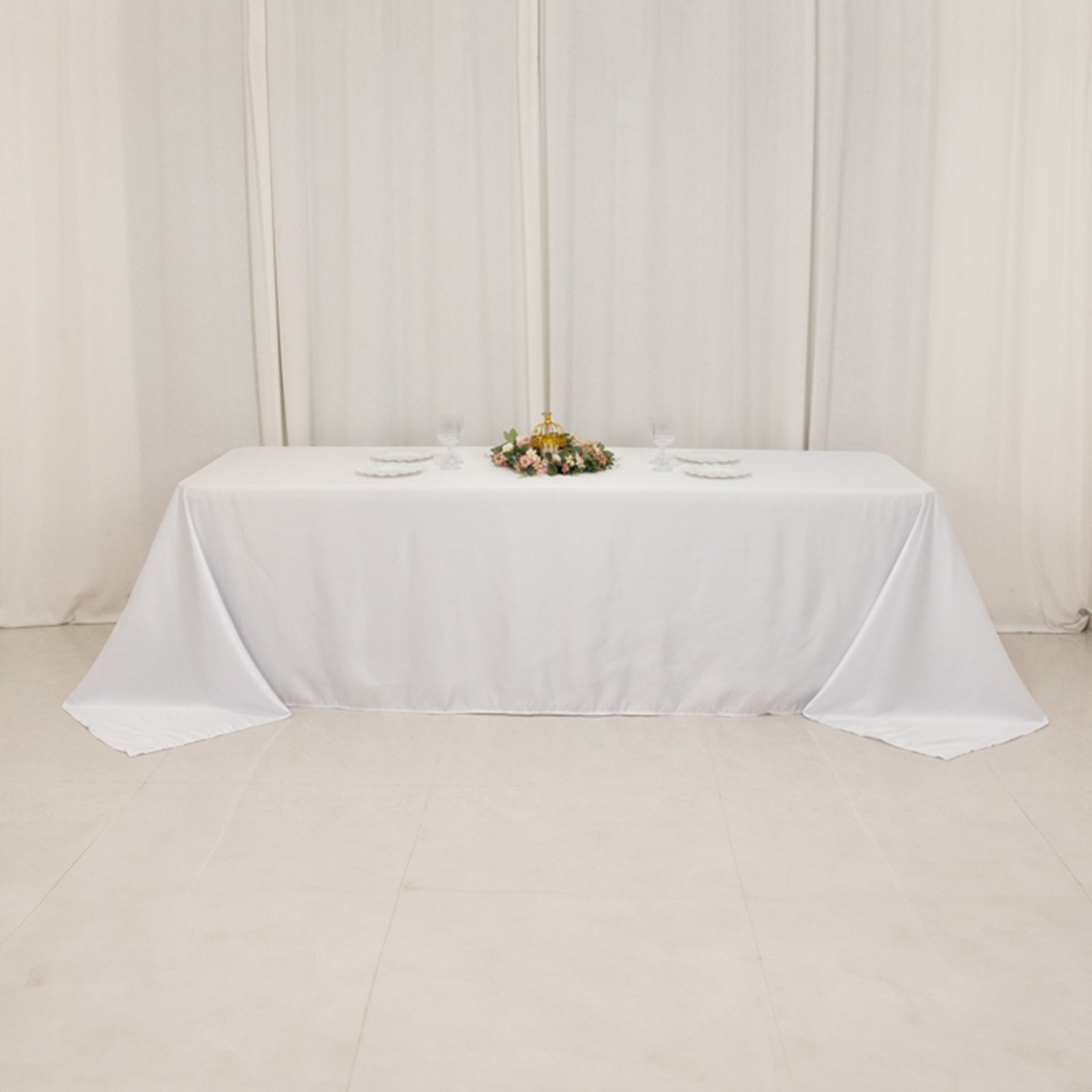 Luxury White Lamour Satin Rectangle Tablecloth 90x156 - Ideal for Stylish Events