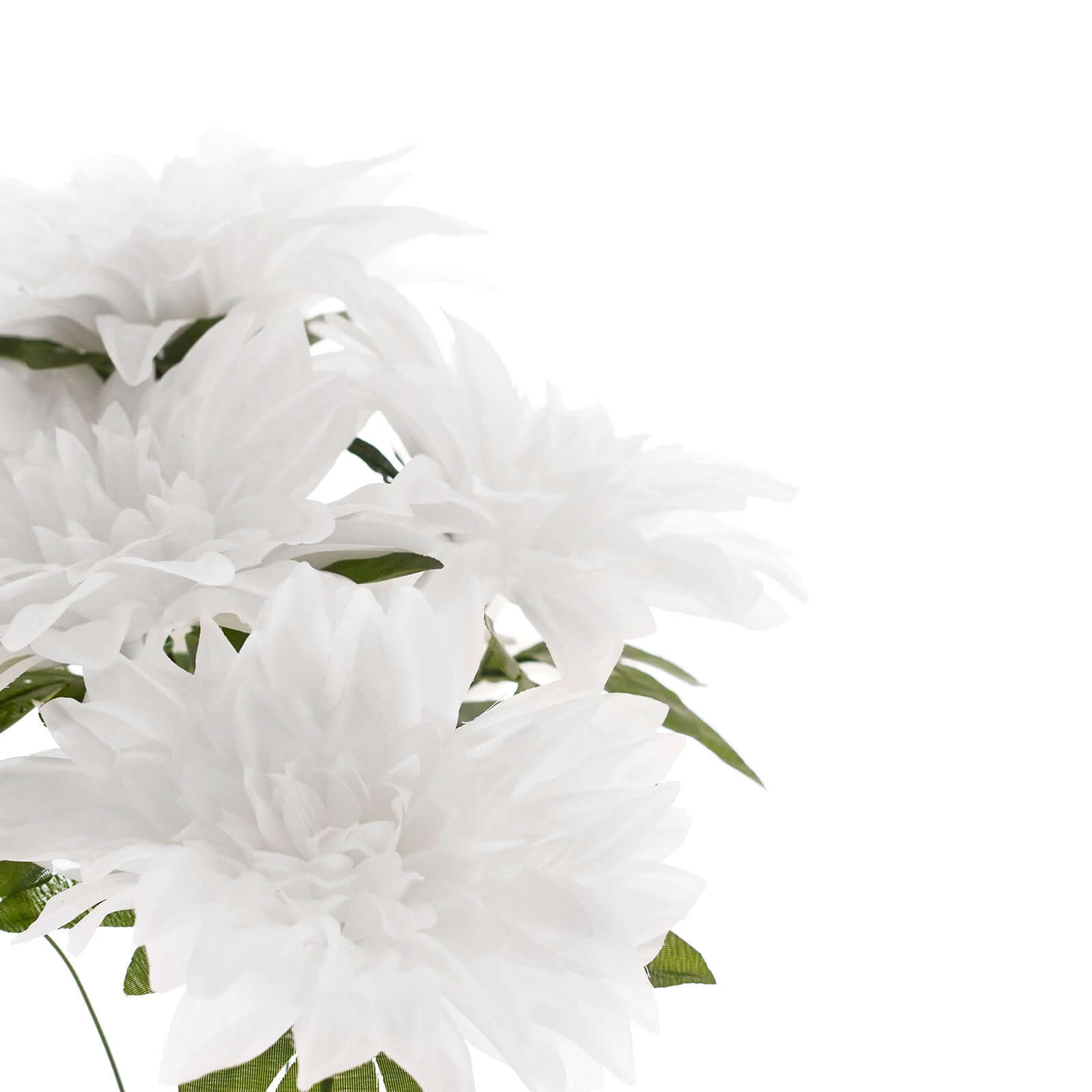 2 Bouquets of 20 Lifelike White Artificial Silk Dahlia Flower Spray Bushes