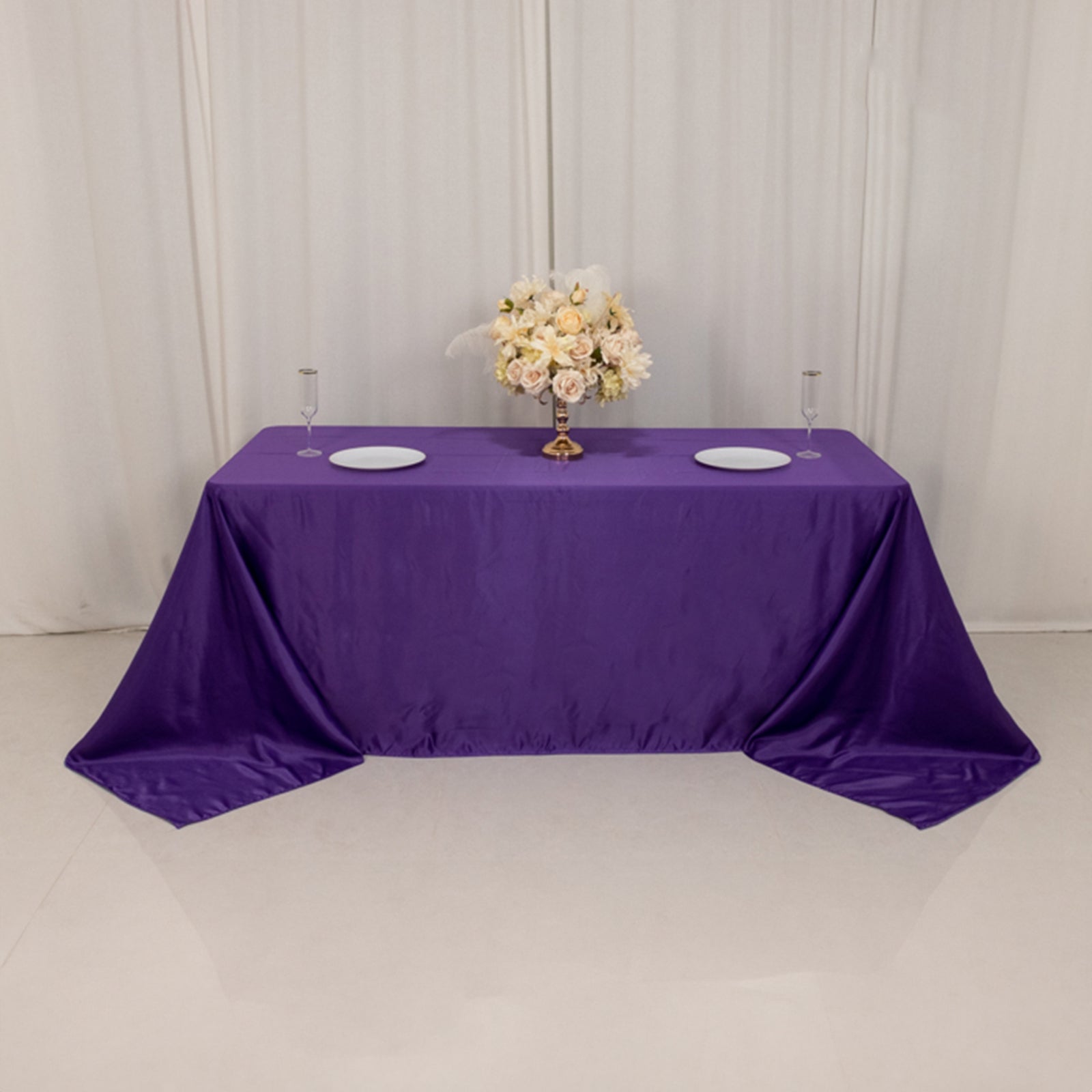 Luxurious Purple Lamour Satin Rectangle Tablecloth, 90x132 - Soft & Silk - like