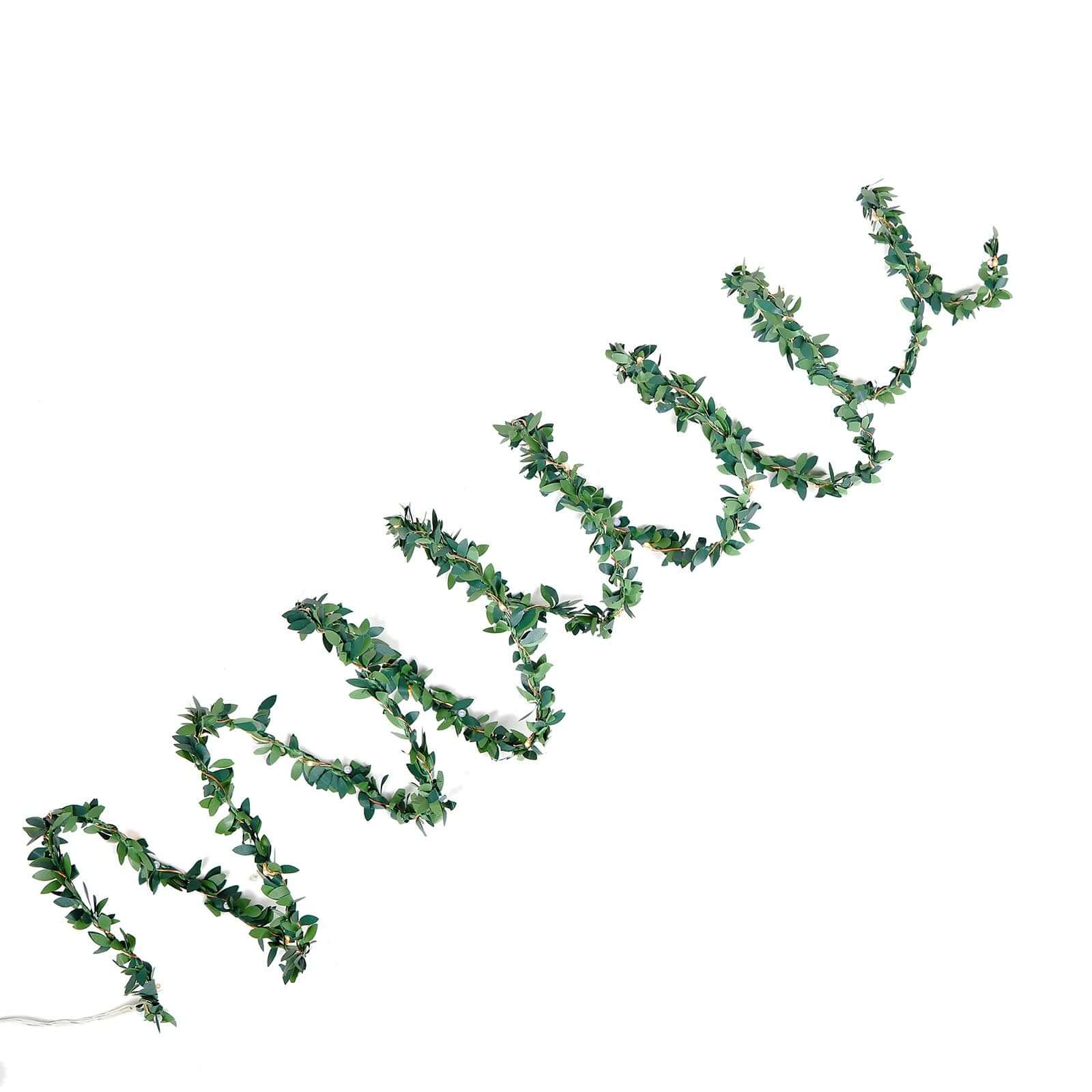 Hot Sale! 10ft 30-LED Battery-Operated Garland String Lights with Green Leaf Design and White Light