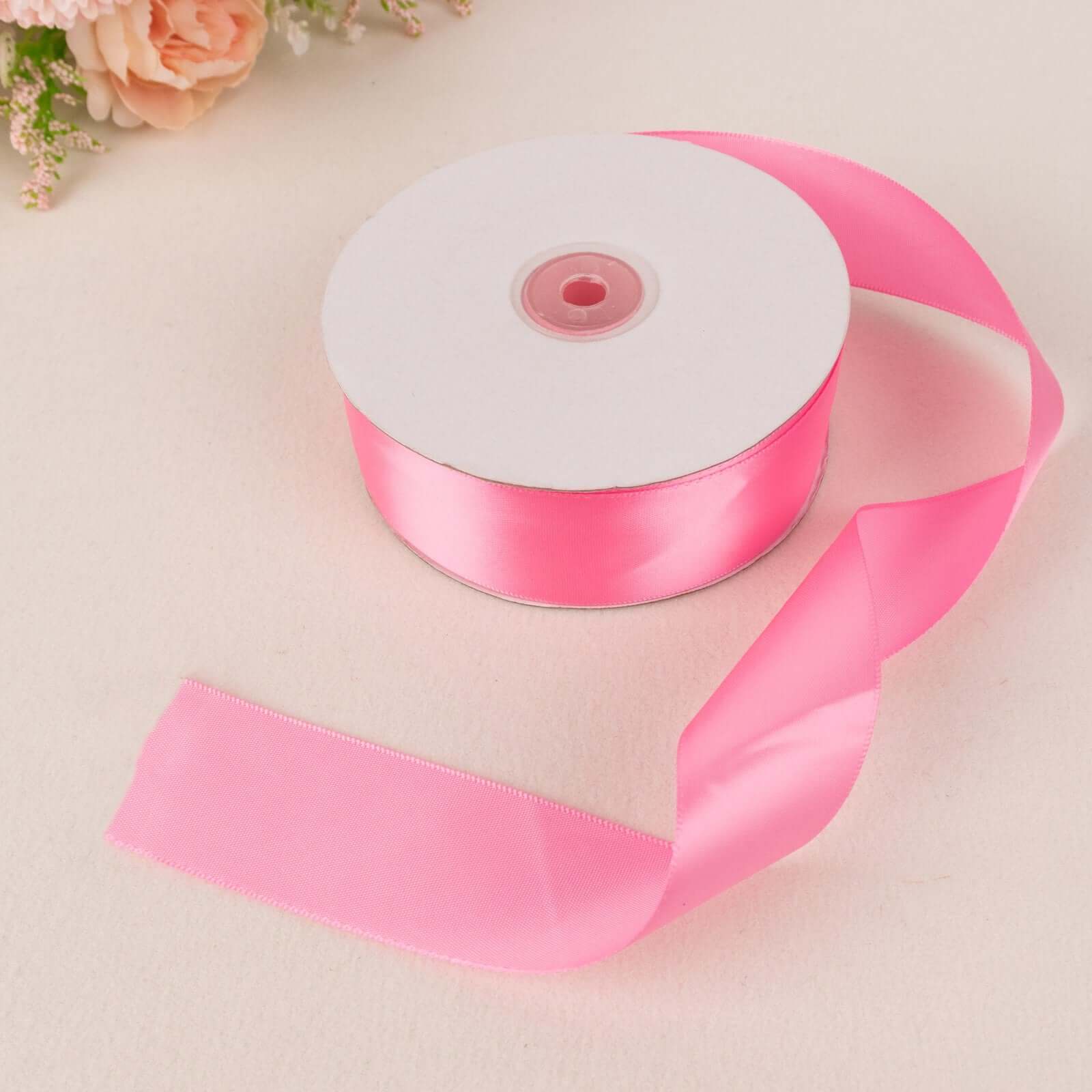50-Yard 1.5-Inch Pink High-Quality Single-Face Decorative Satin Ribbon